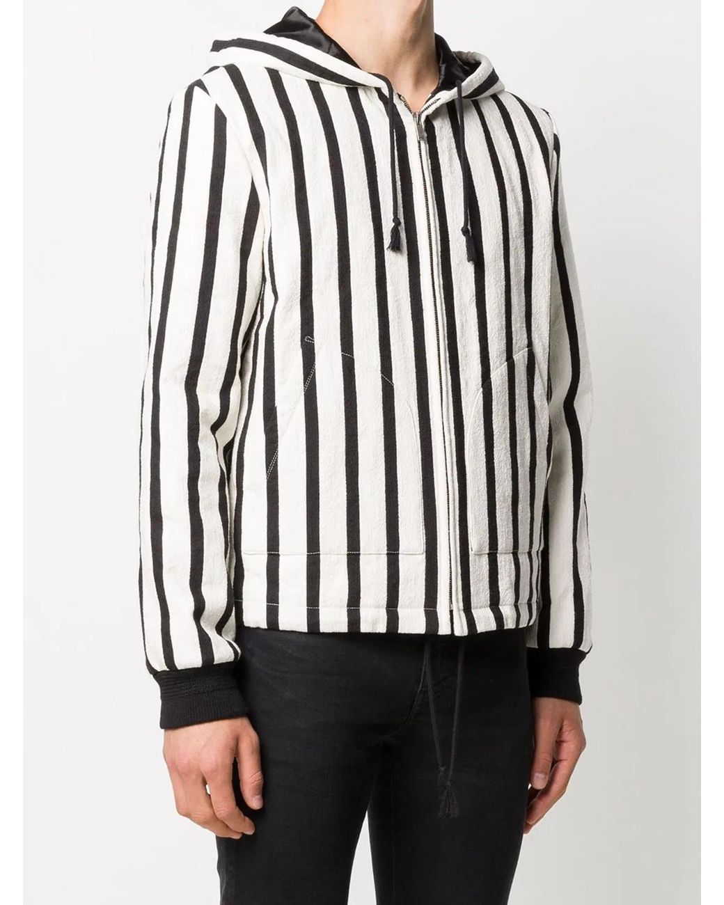 Saint Laurent Black Vertical Stripe Zipped Jacket for men