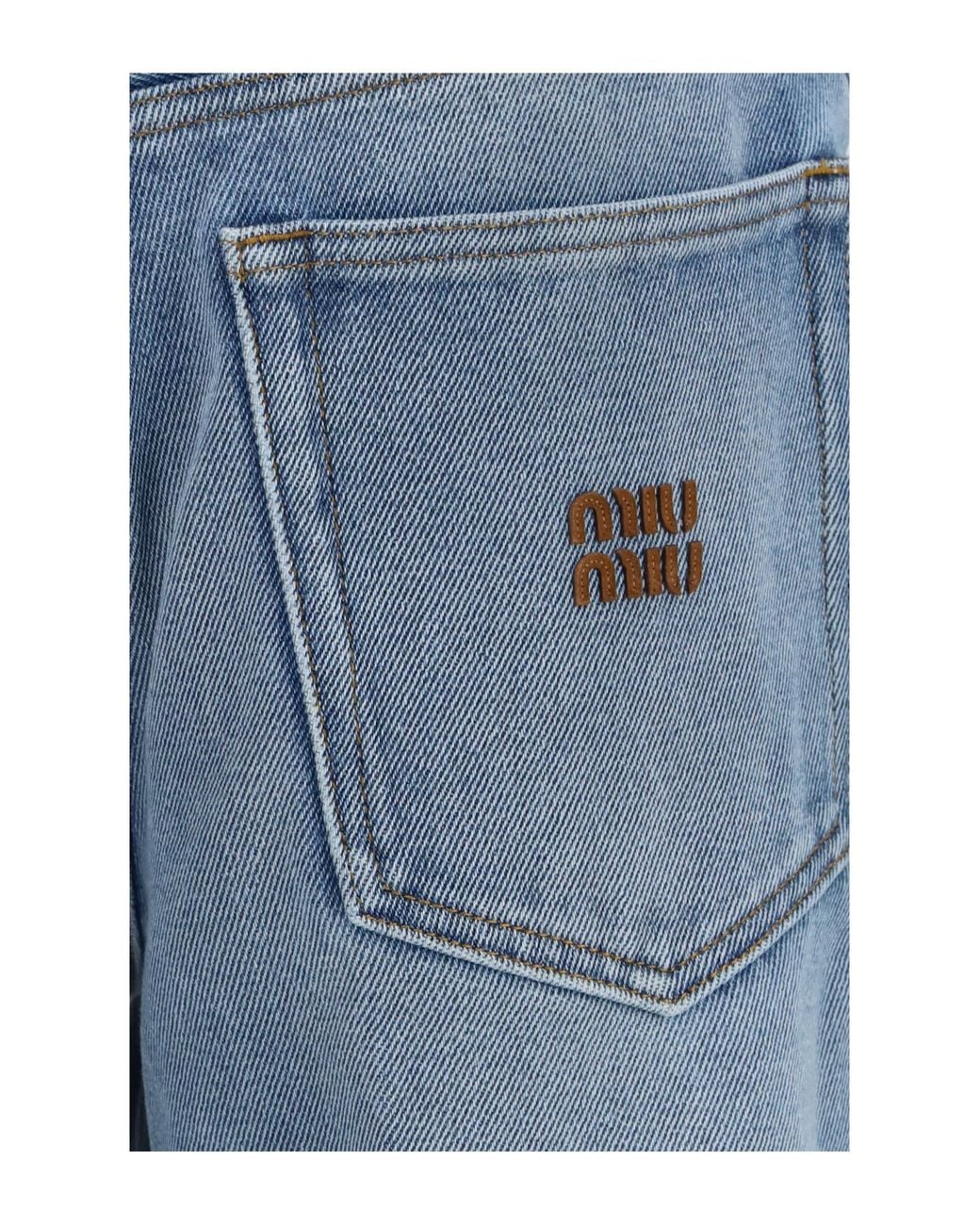 Miu Miu Blue Washed Denim Five-Pocket Jeans