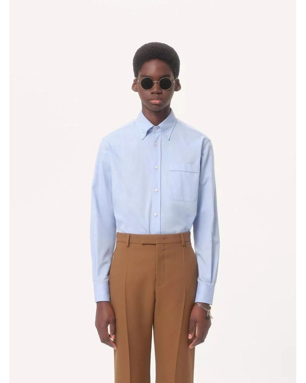Valentino Garavani Blue Oxford Shirt Vlogo for men