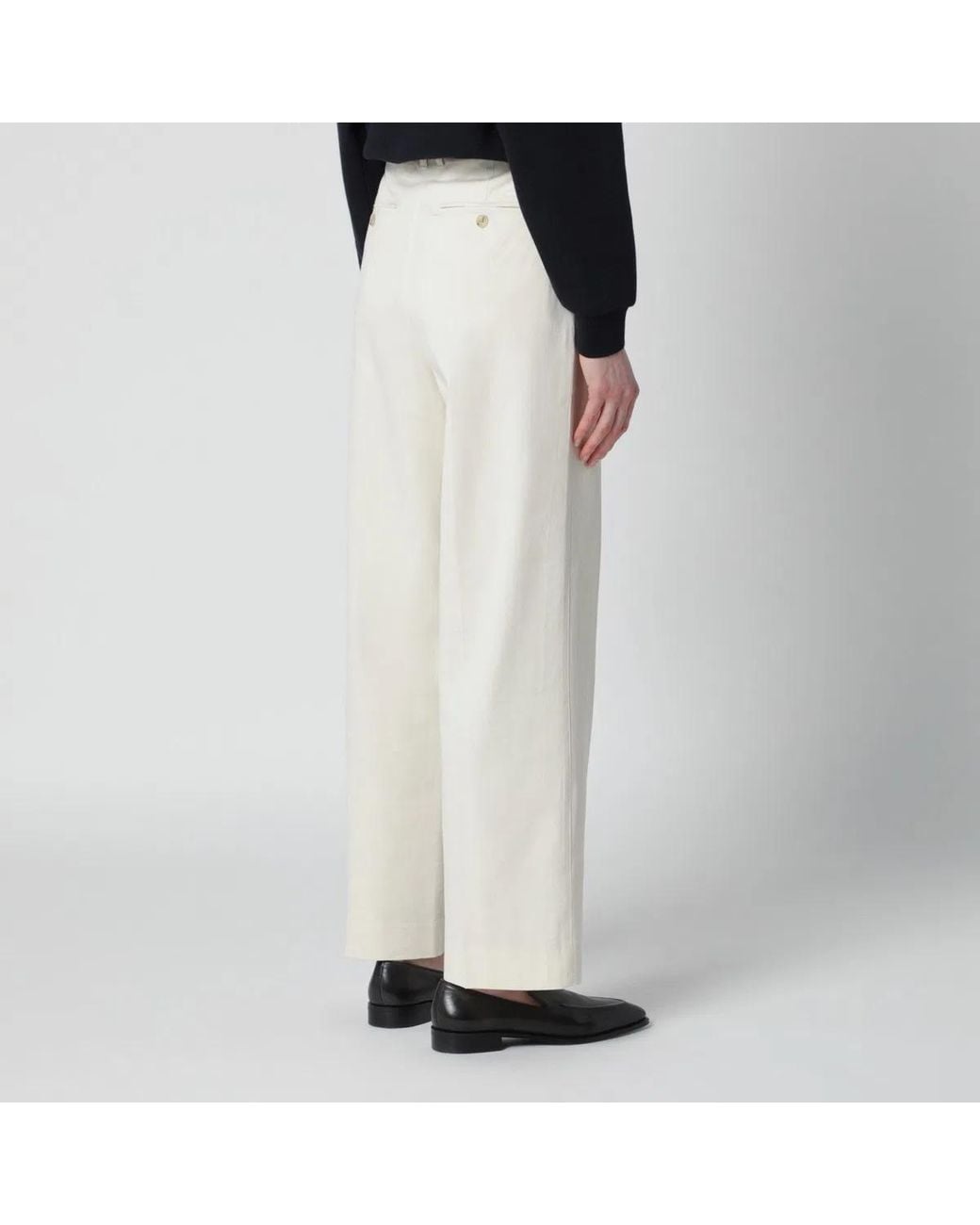 DUNST White Ivory Double-Pleat Trousers