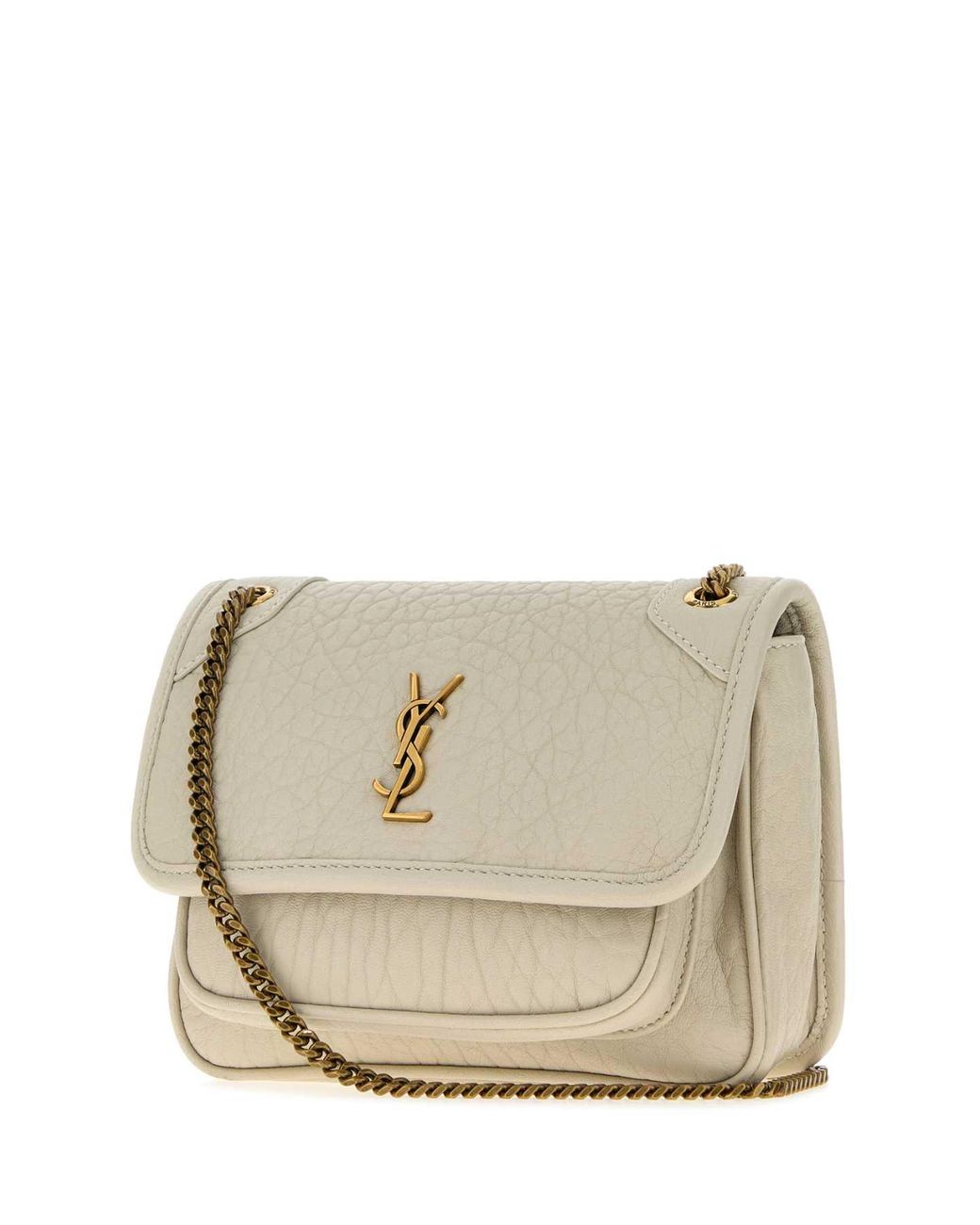 Saint Laurent Natural Mini Niki Chalk Leather Crossbody Handbag