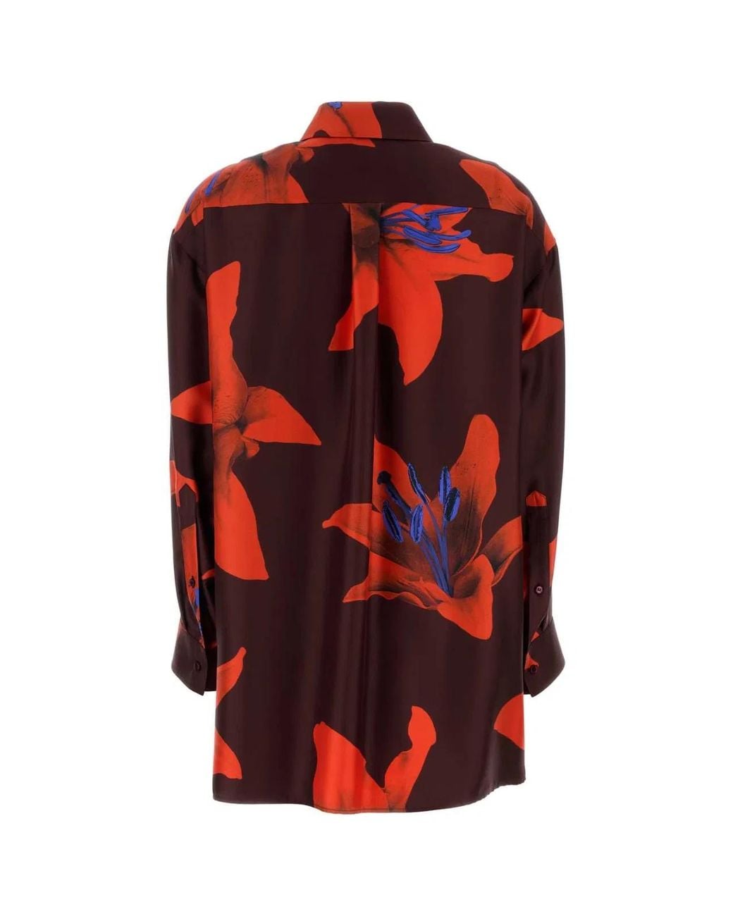 McQueen Red Printed Satin Shirt