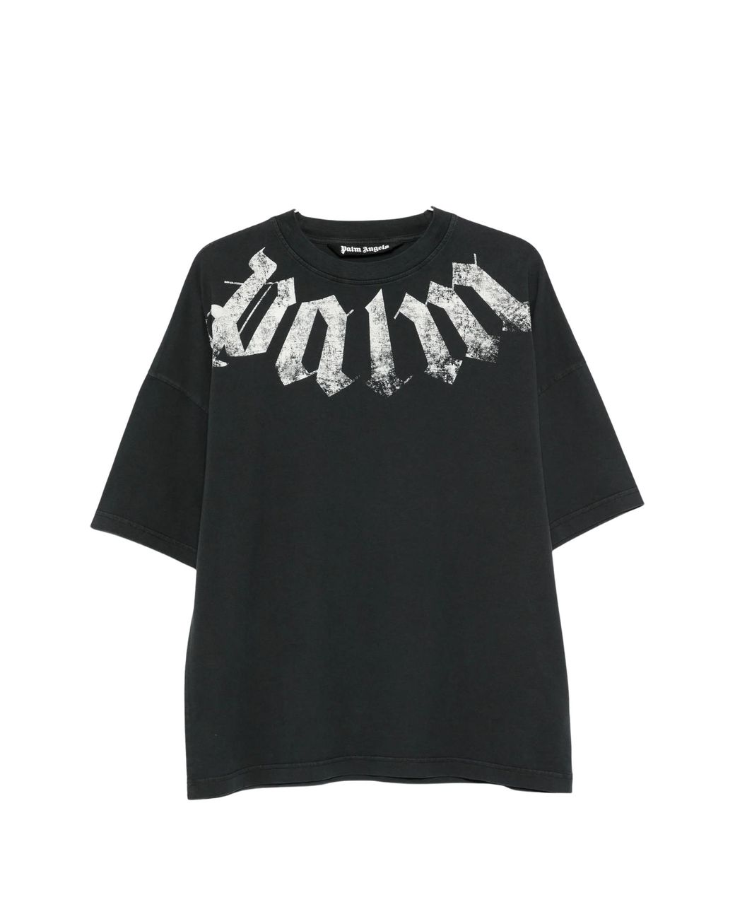Palm Angels Black Big Neck Logo Printed T-Shirt for men