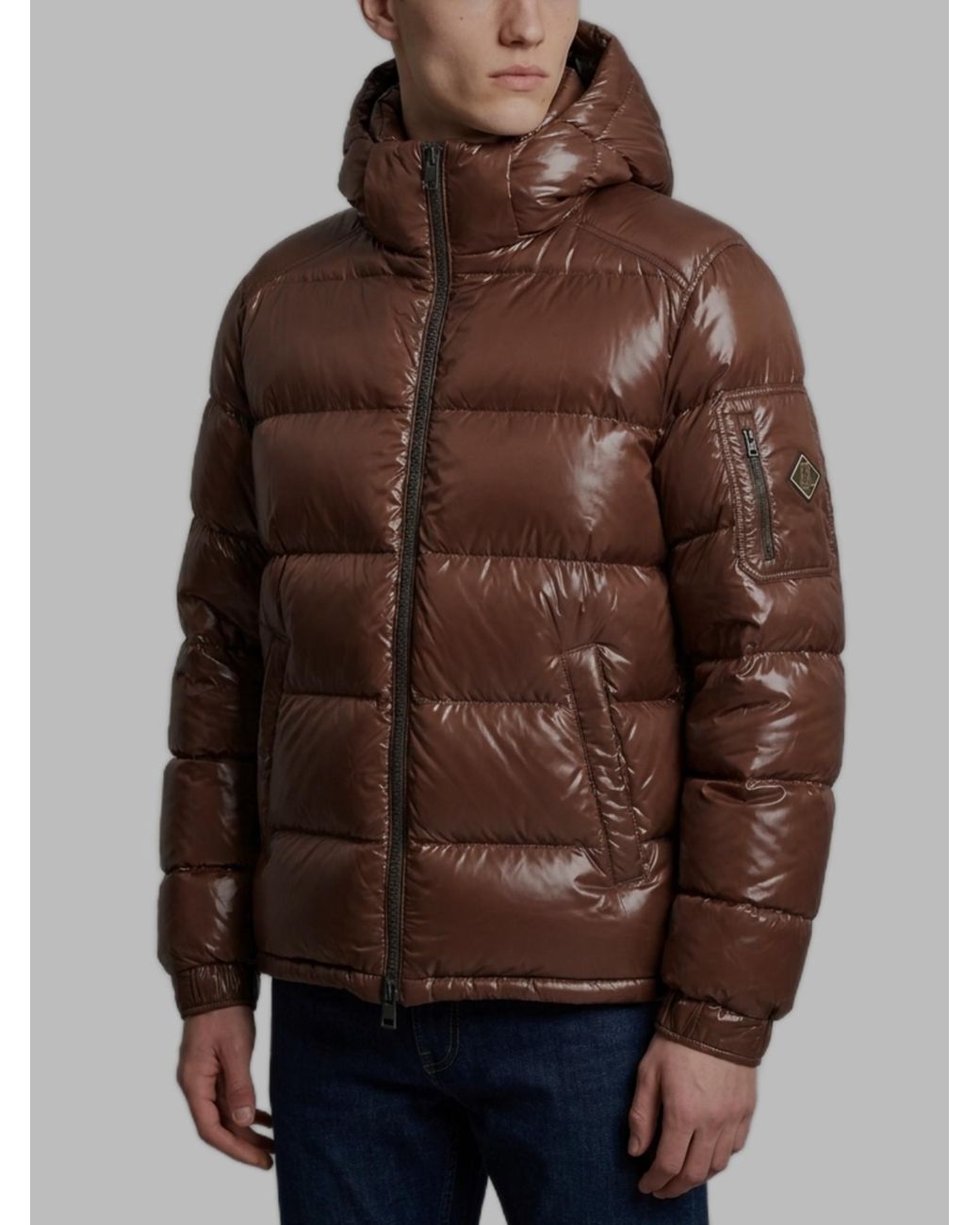 Herno Brown Polar Tech Hooded Down Jacket for men