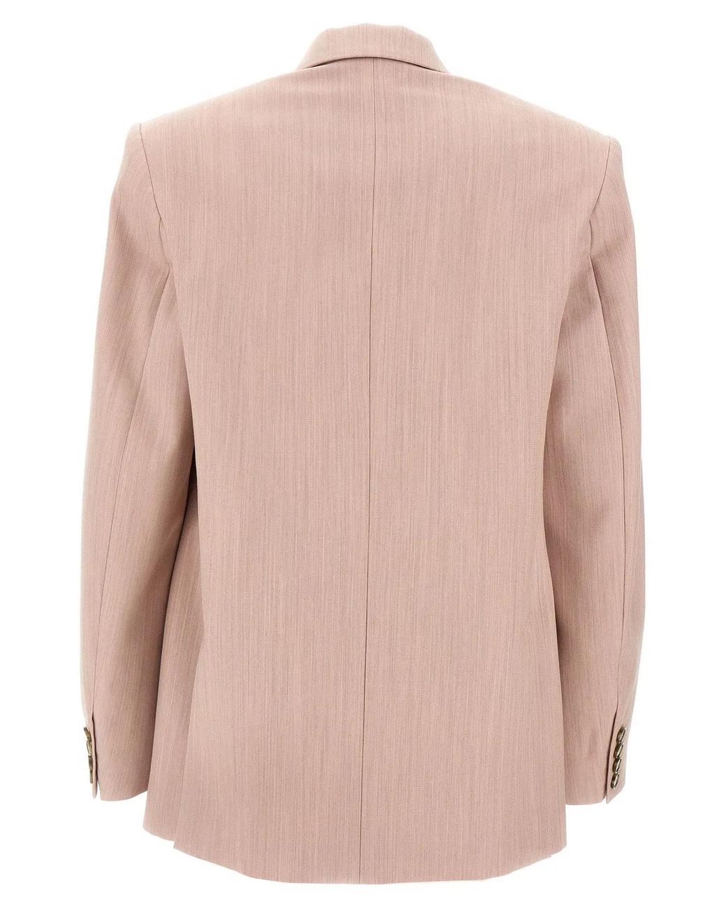 Stella McCartney Natural Double-Breasted Wool Blazer With Peak Lapels