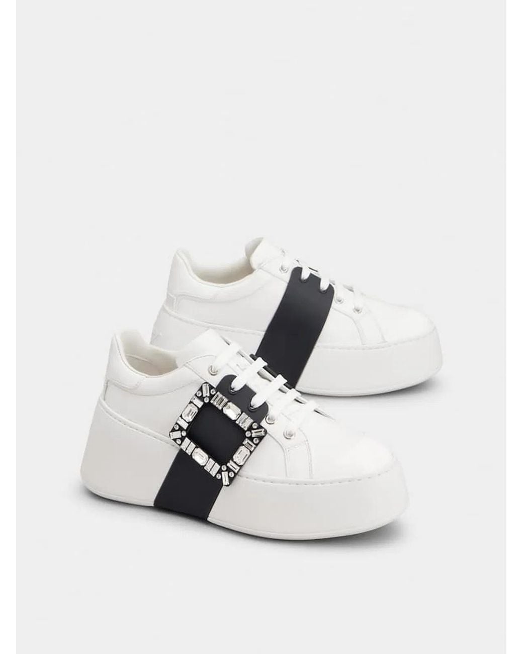 Roger Vivier White Viv Skate Sneaker High Sole