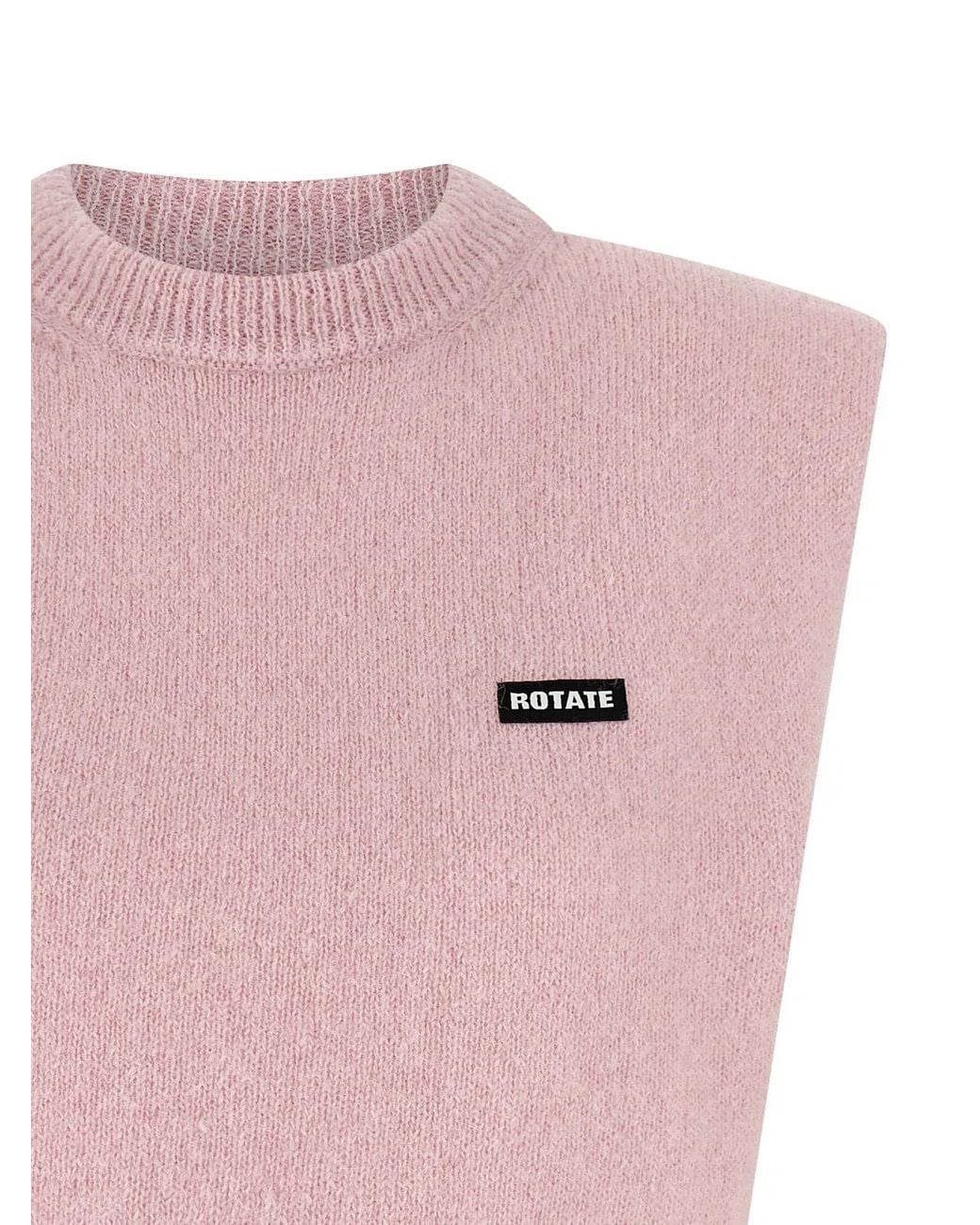 ROTATE BIRGER CHRISTENSEN Pink Knit Cropped Vest