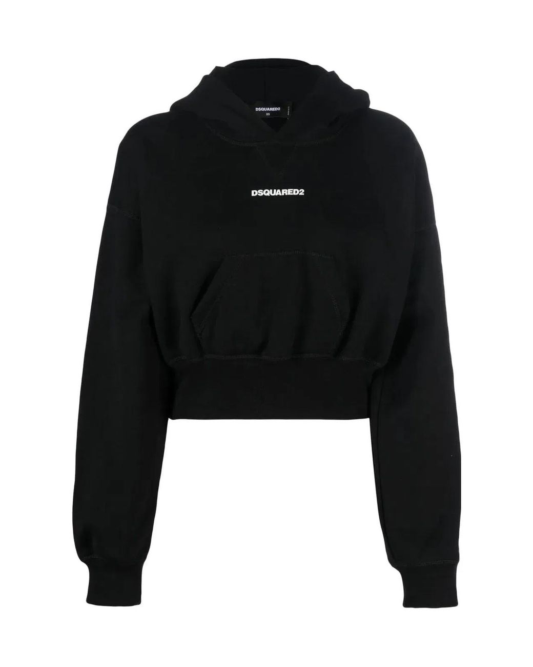 DSquared² Black Cropped Hoodie With Attached Cap