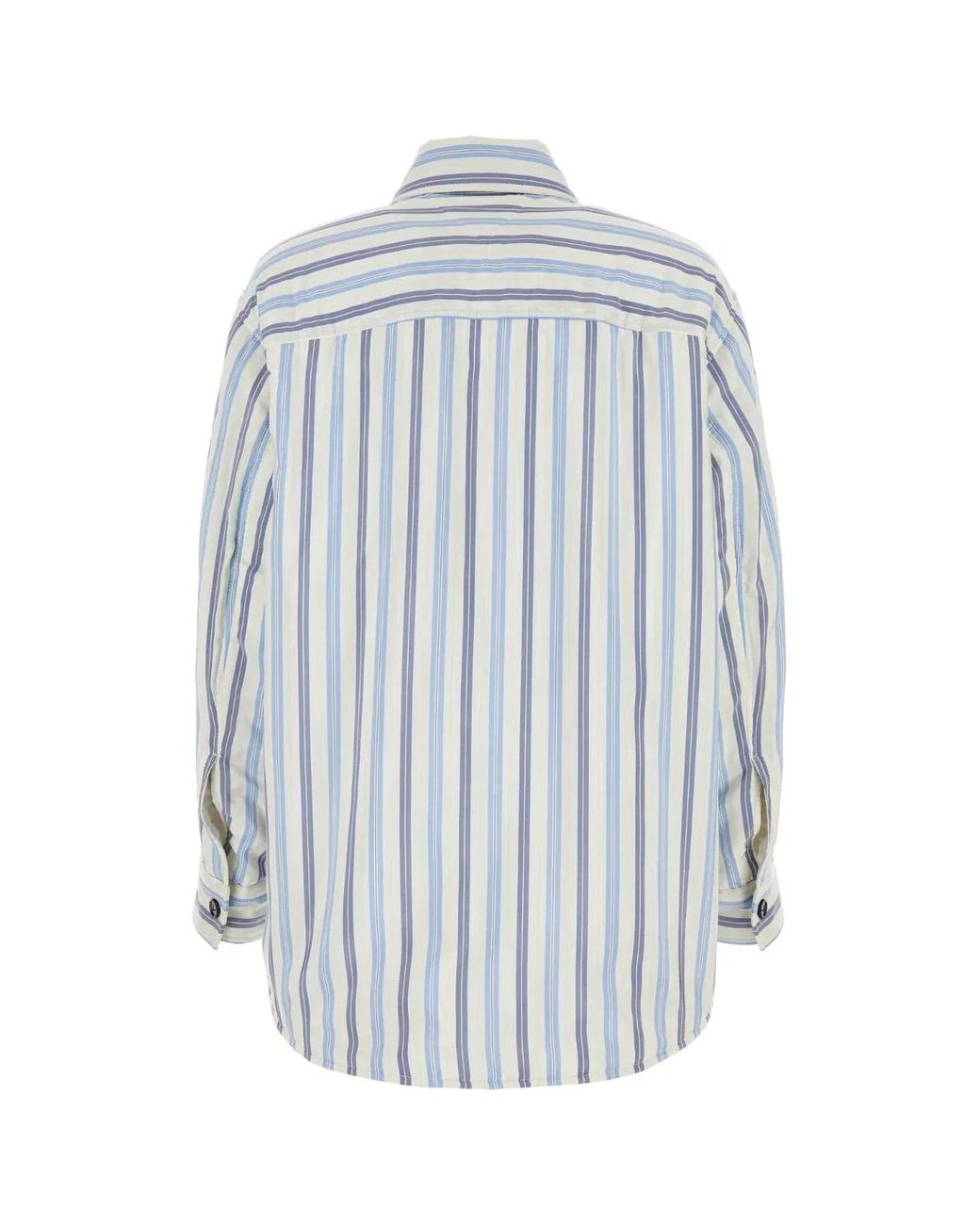 Bottega Veneta White Embroidered Silk Oversize Padded Shirt
