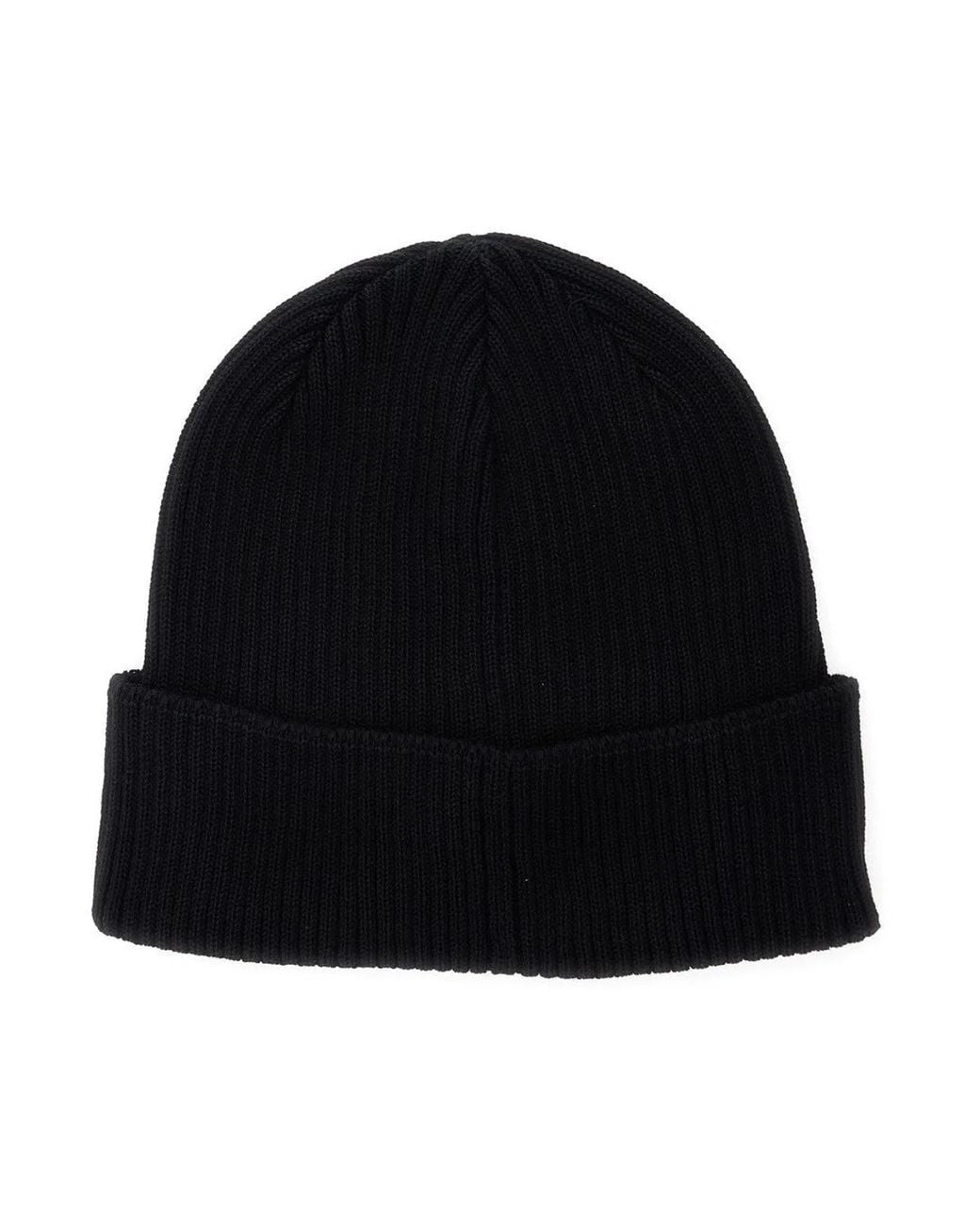 C P Company Black C.P.Company Goggle Rib-Knit Beanie for men