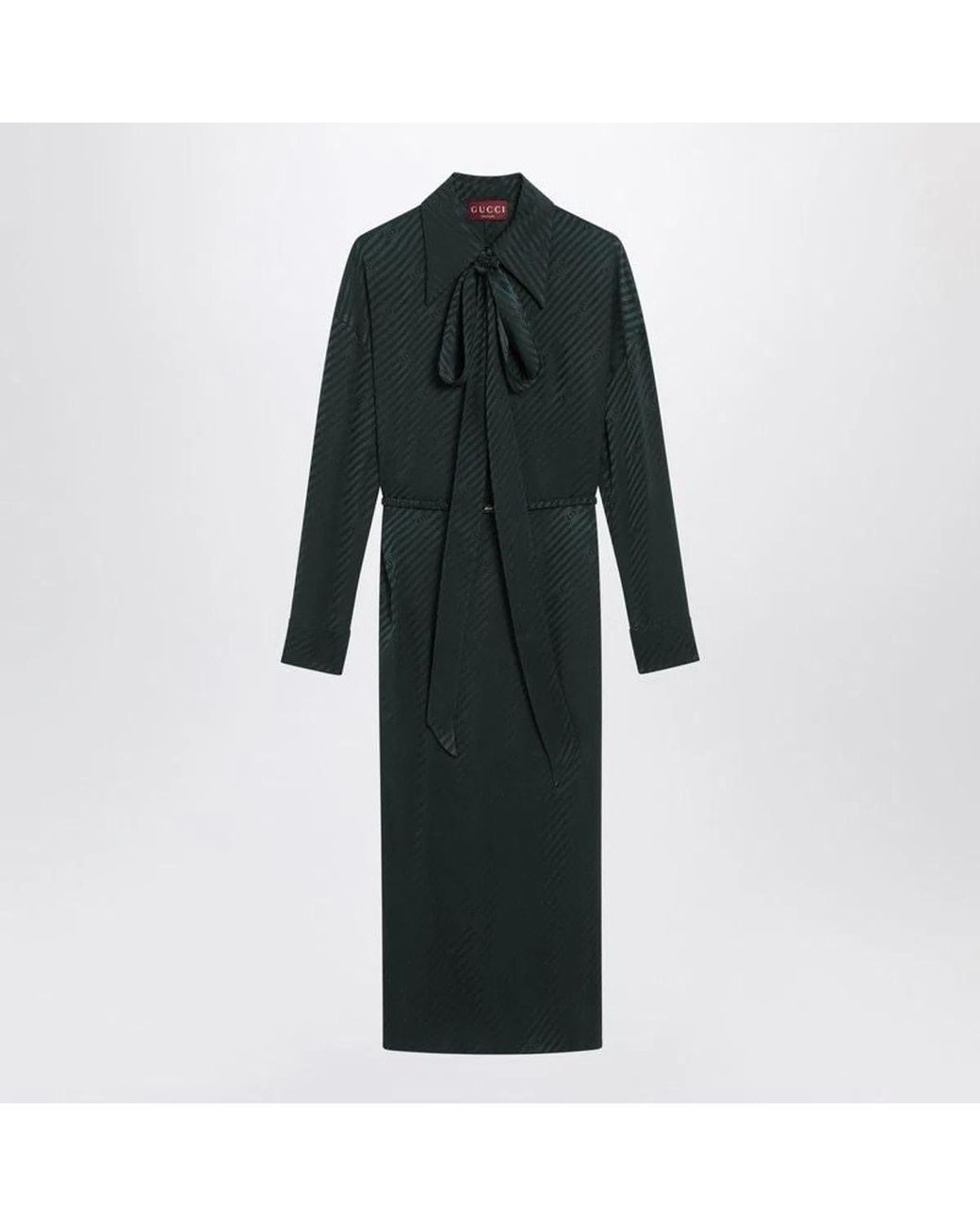Gucci Black Gg Jacquard Silk Wrap Dress