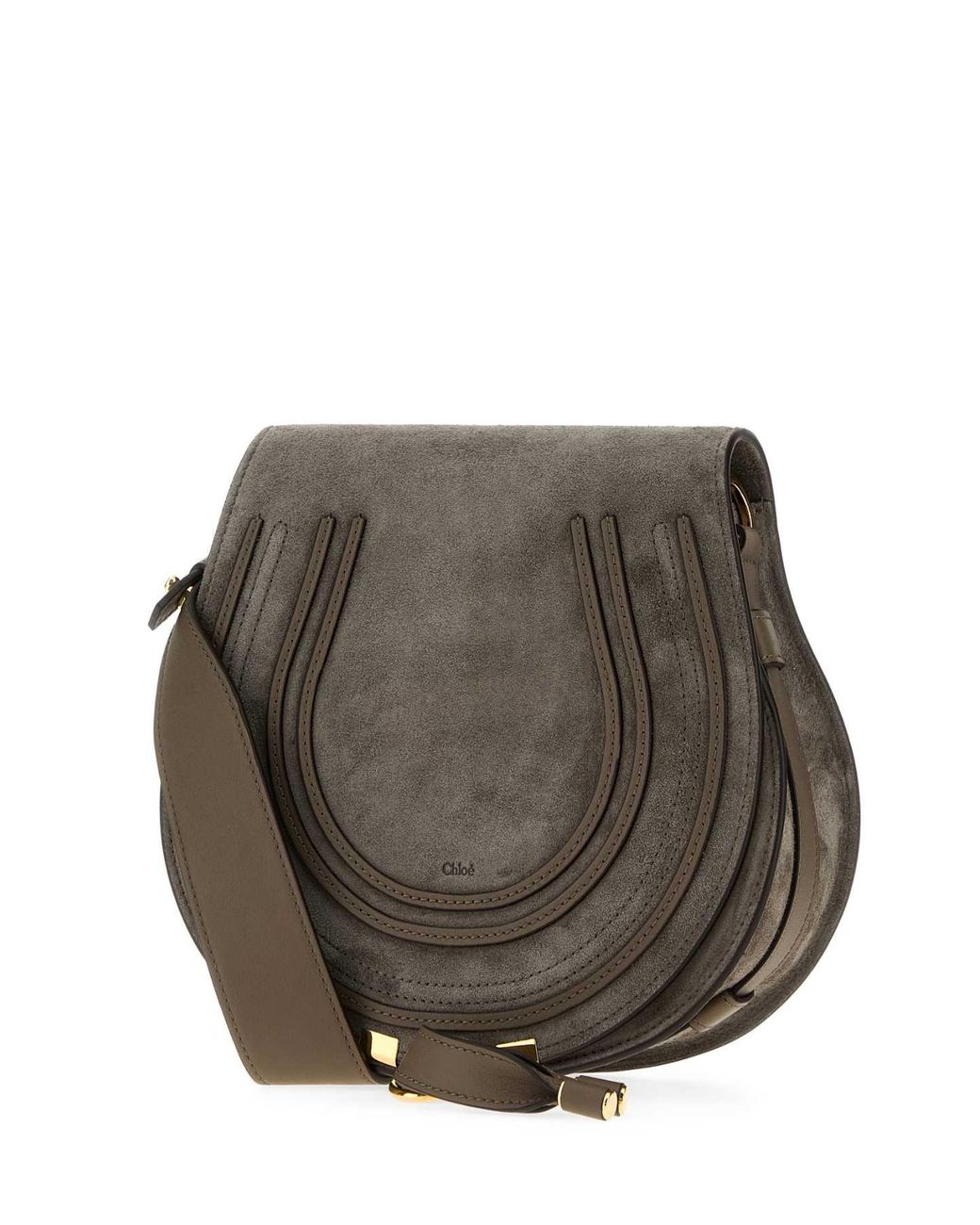 Chloé Gray Dark Suede Marcie Crossbody Bag