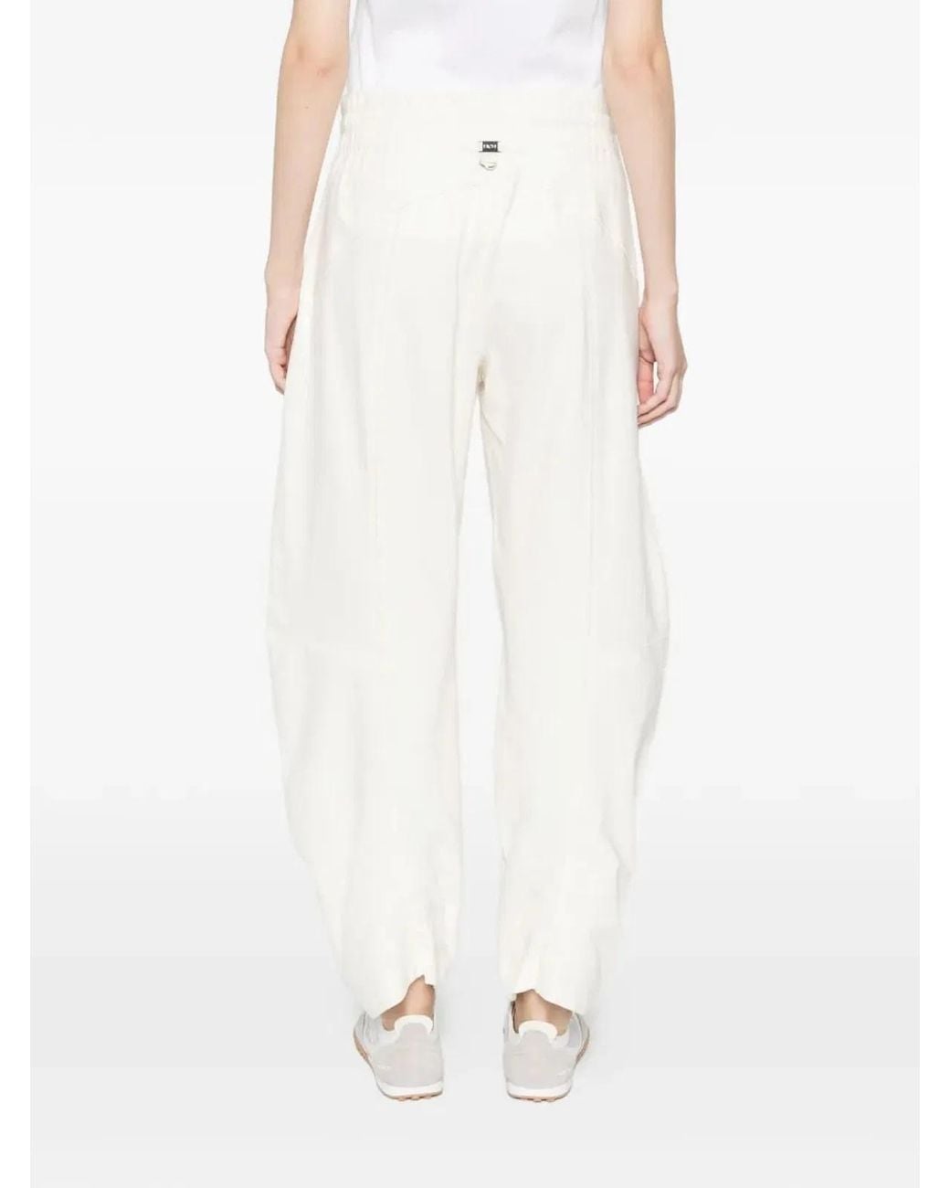 High White Skittle Drawstring Trousers