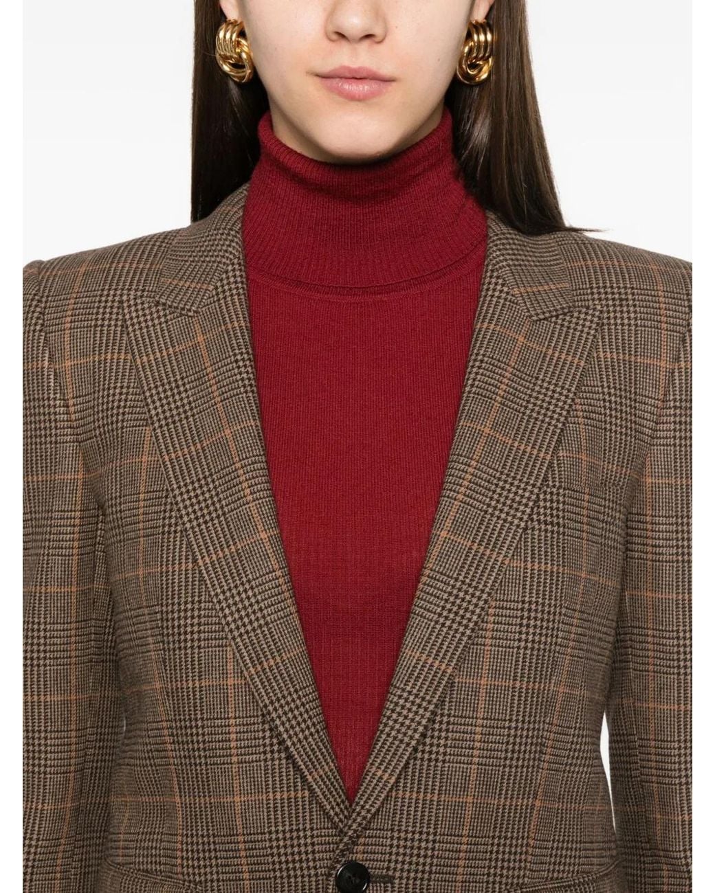 Saint Laurent Brown Prince Of Wales Wool Jacket