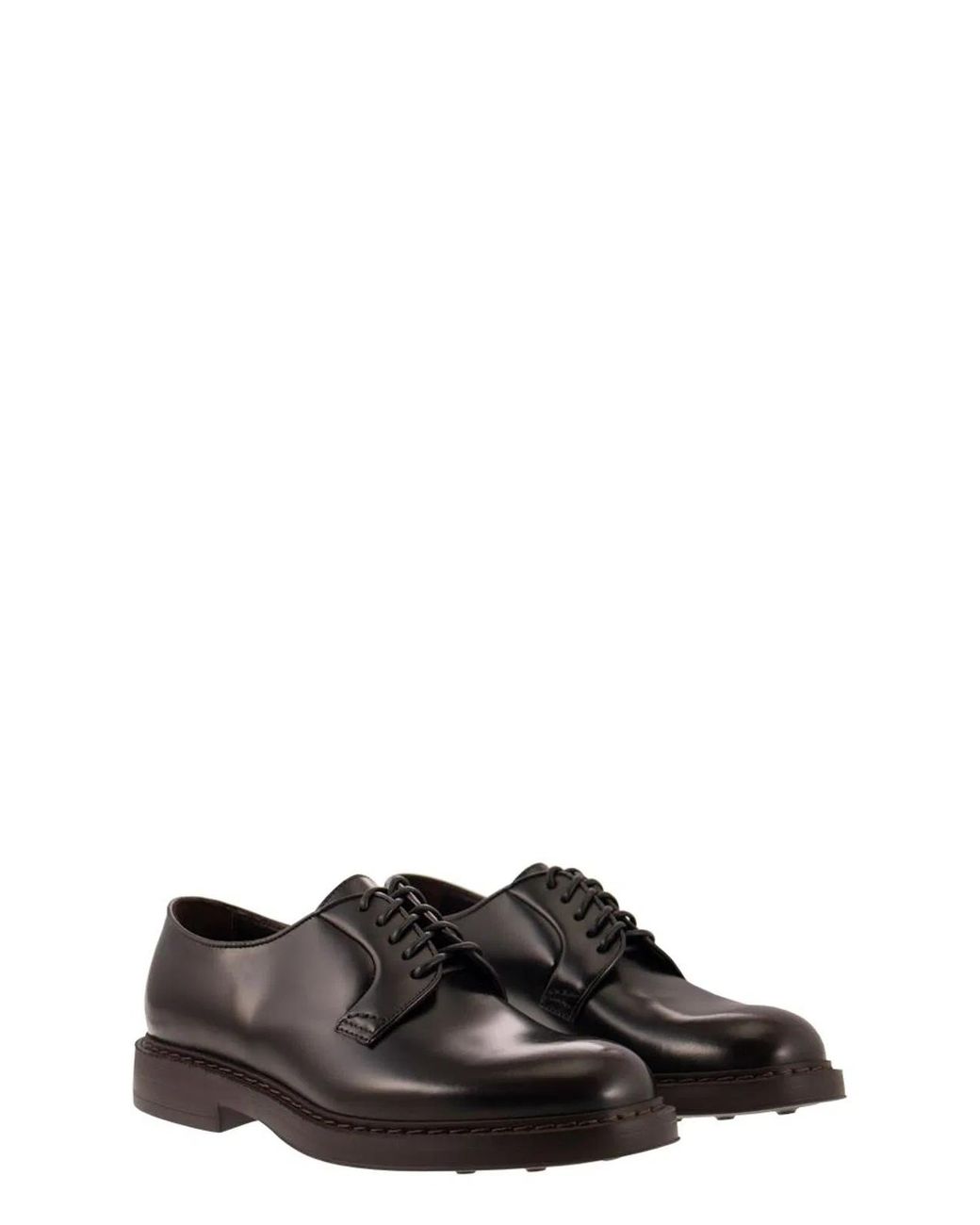 Doucal's Black Leather Derby Lace-Up for men