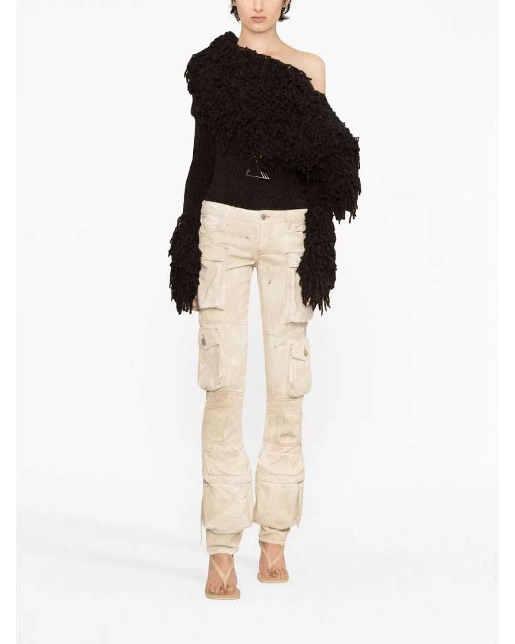 The Attico Natural Essie Cargo Denim Trousers