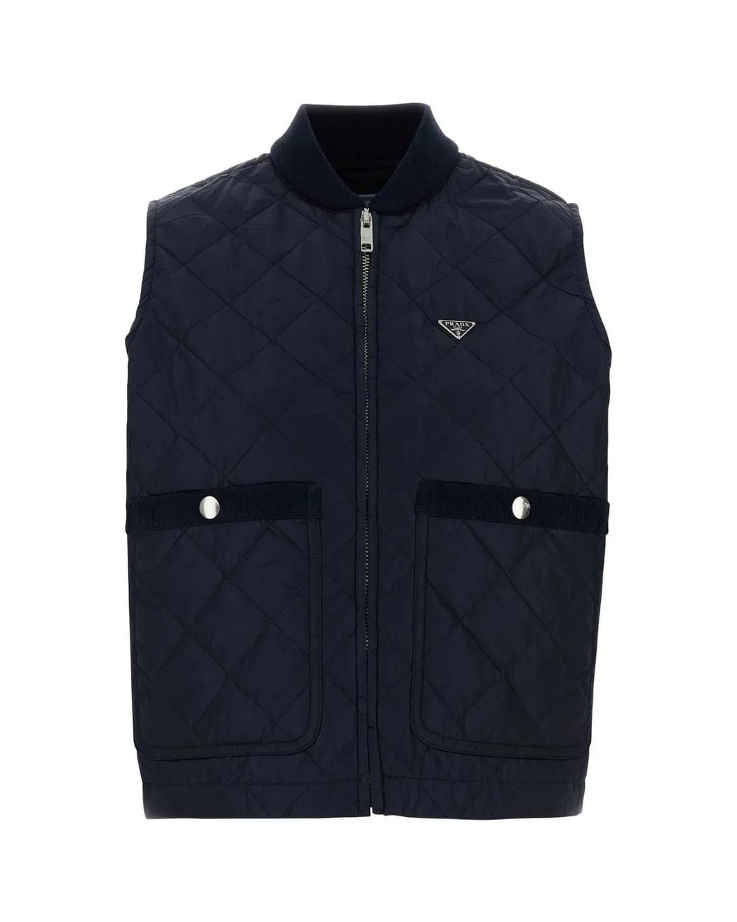 Prada Blue Mandarin Collar Jacket