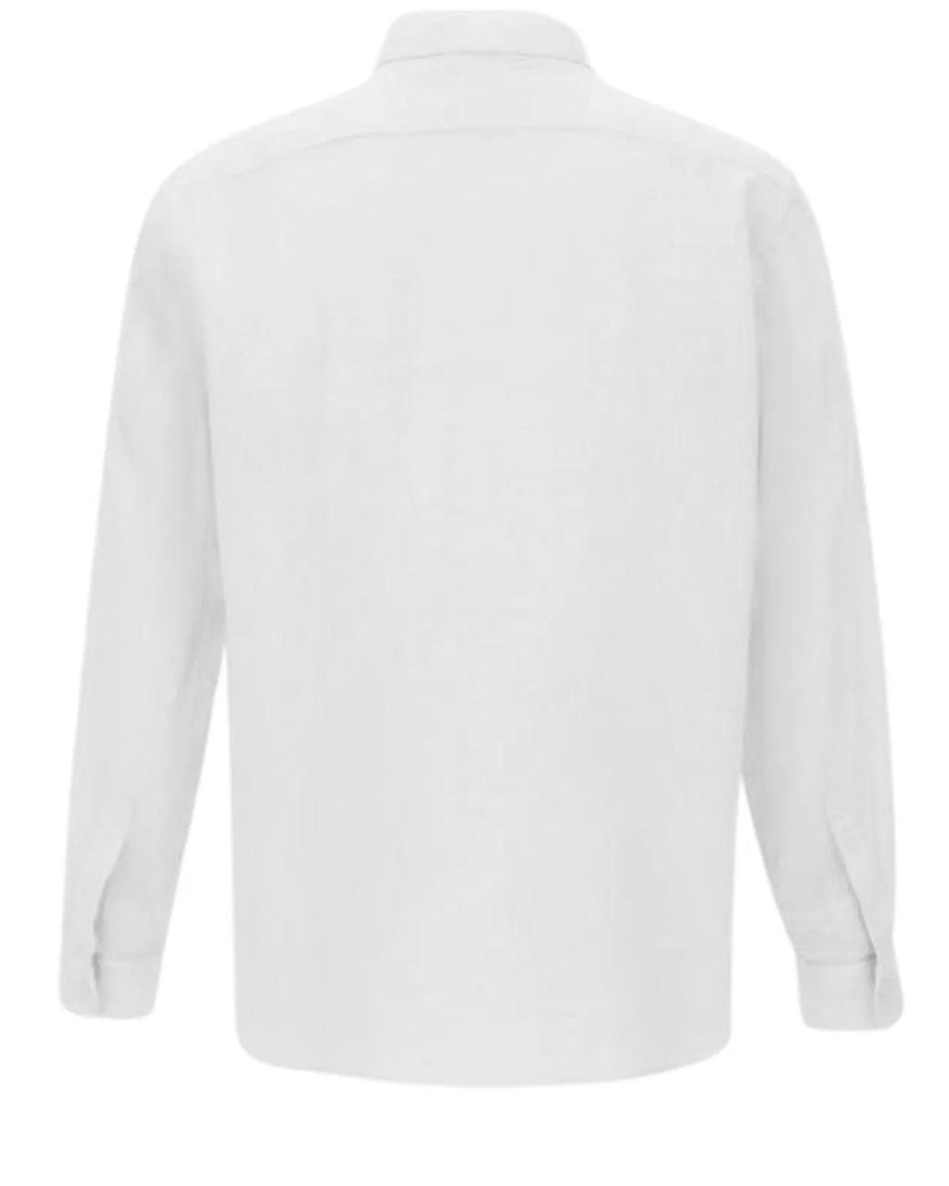 Aspesi White Linen Flax Front Button Band Collar Shirt for men
