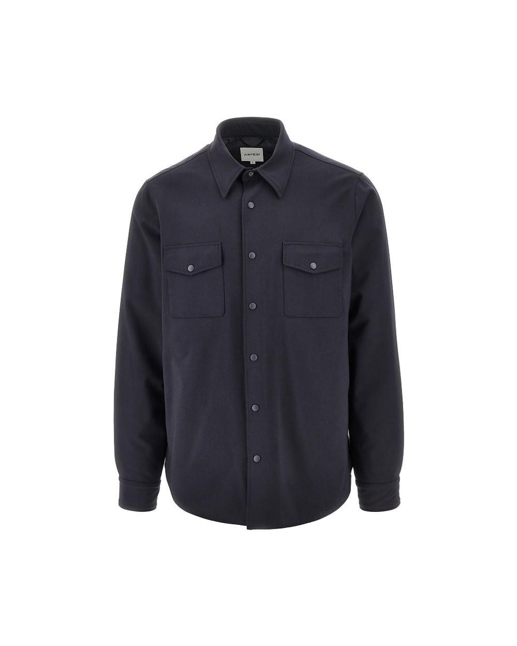 Aspesi Blue Padded Technowool Overshirt for men