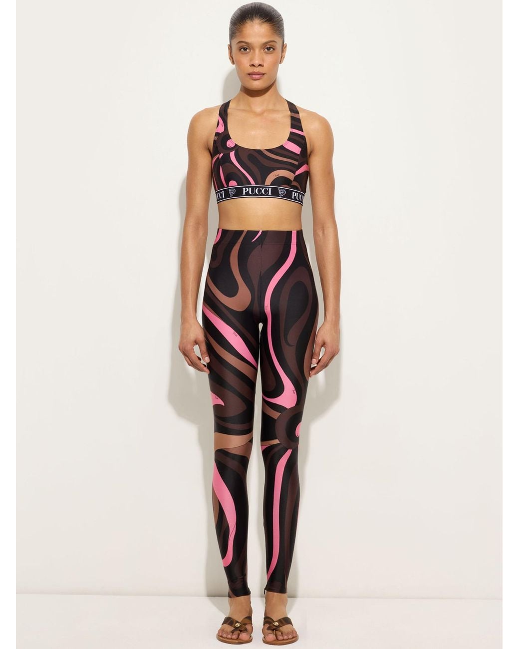 Emilio Pucci Black Marmo Print Sports Top