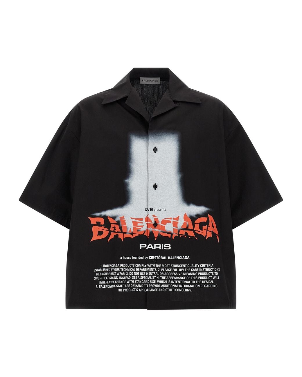 Balenciaga Black 'The Door' Bowling Shirt for men