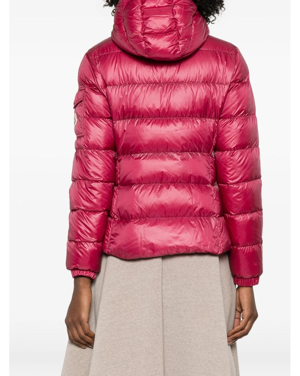 Moncler Red Glesse Short Padded Jacket With Hood