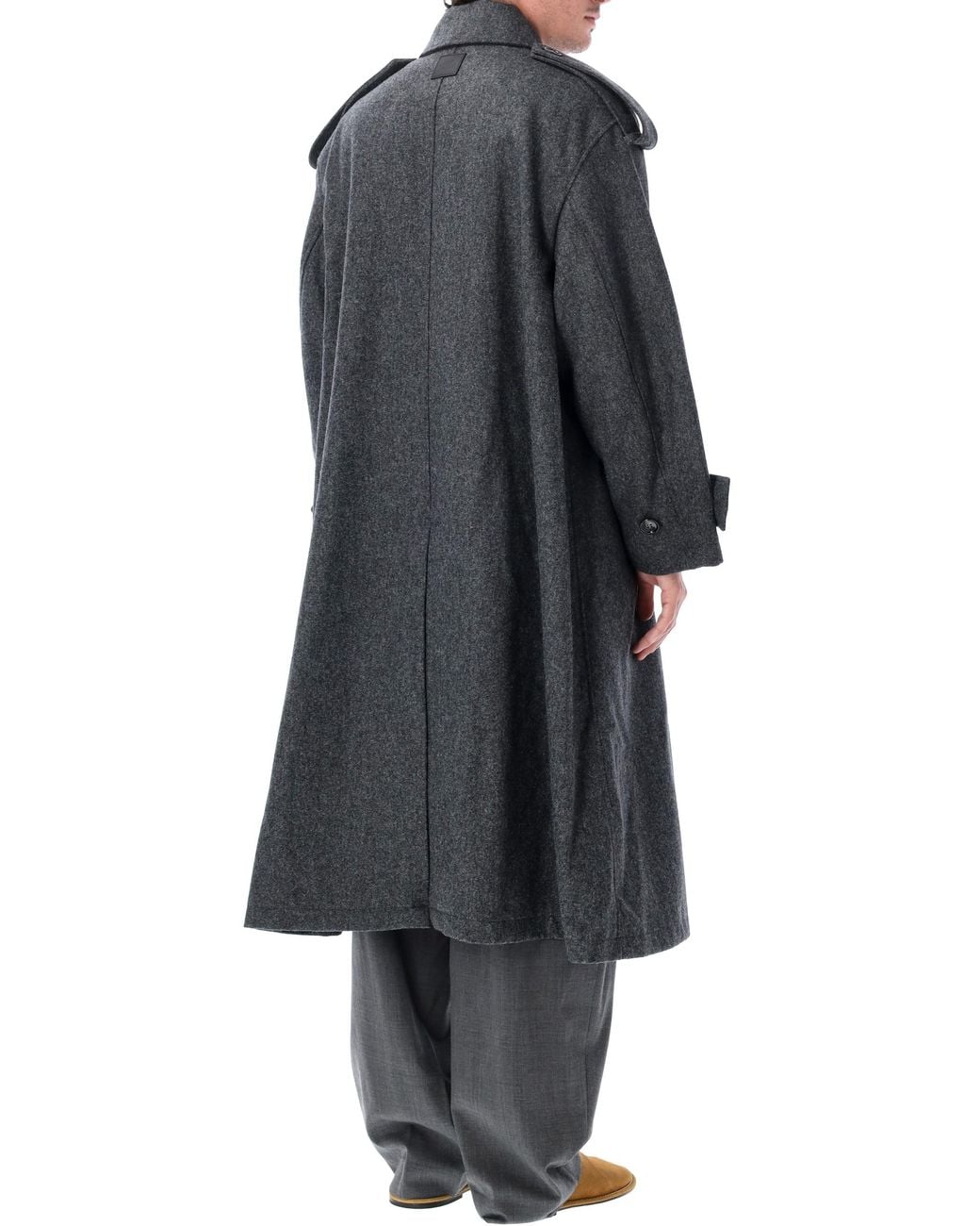 AMI Gray Wool Trench Coat for men