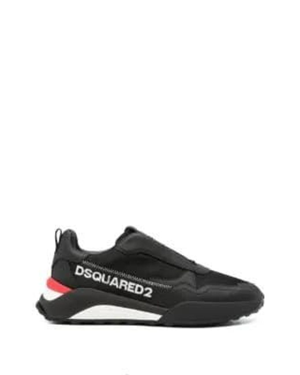 DSquared² Black Logo-Print Panelled Sneakers for men