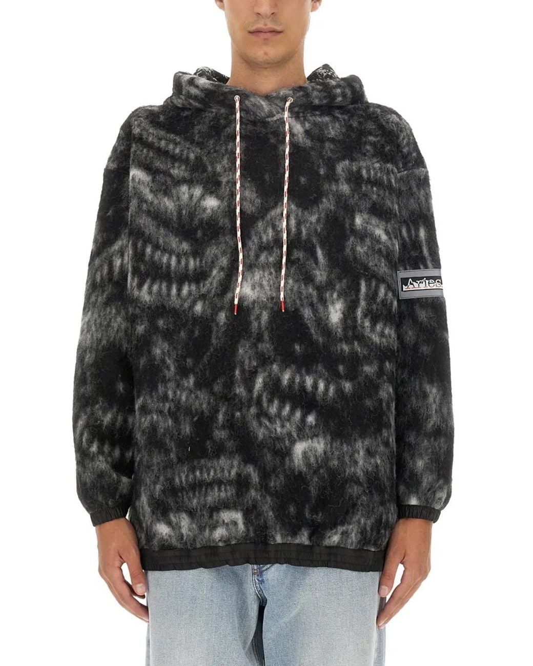 Aries Black Oversized Sweatshirt for men