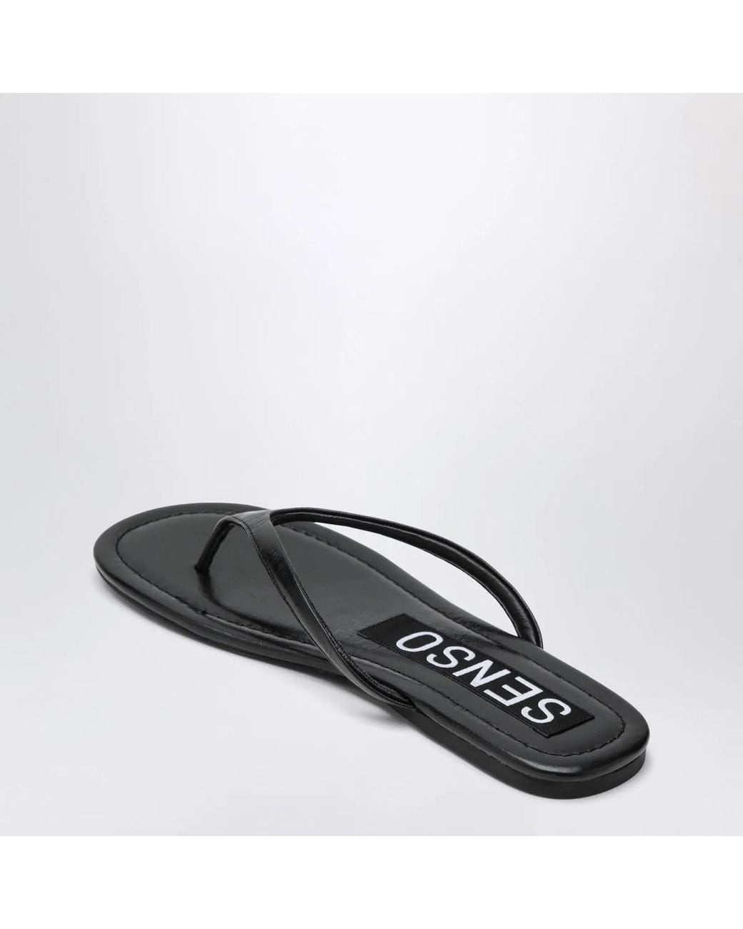 Senso Black Ebony Leather Nora Slides
