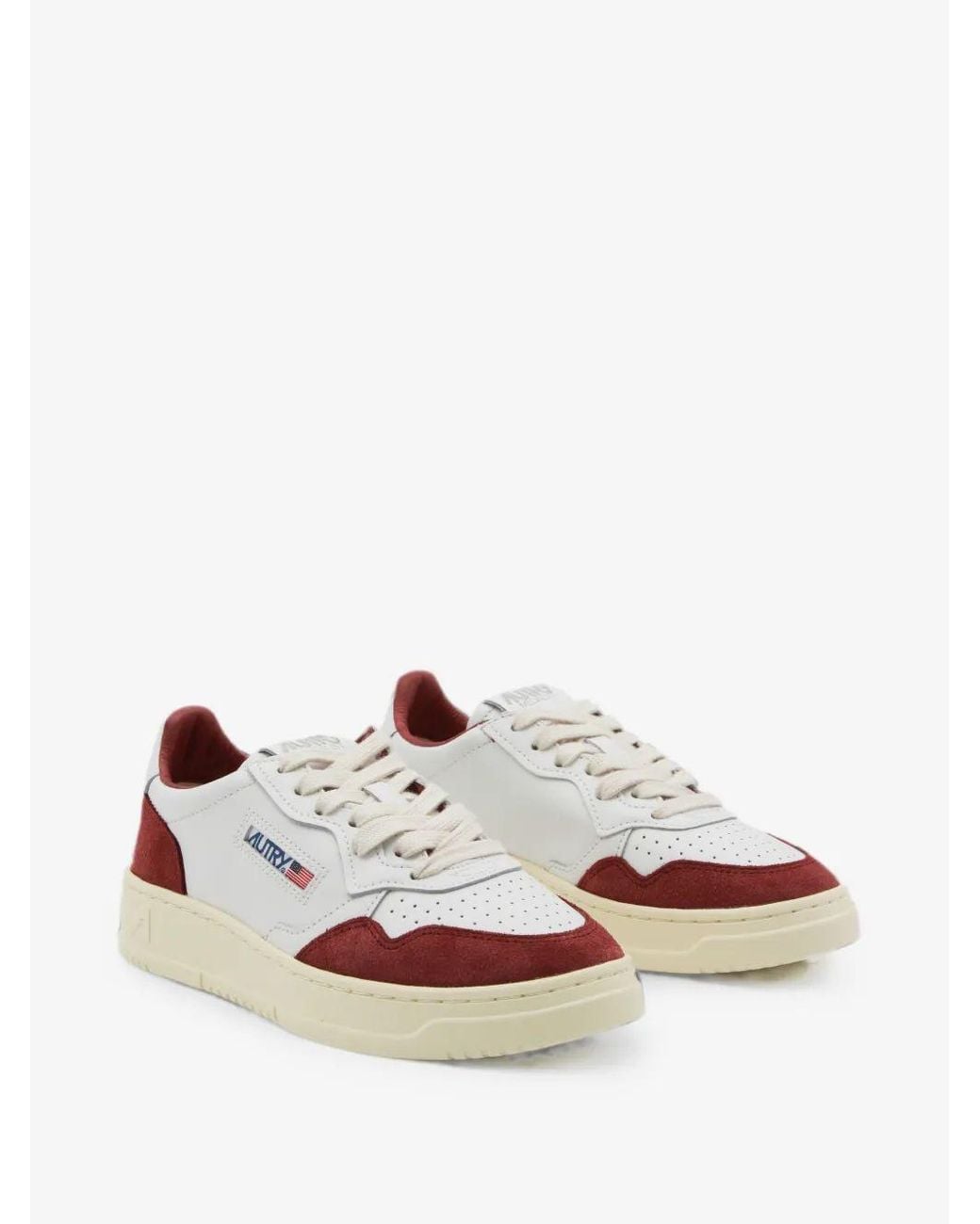 Autry White Medalist Low Micro-Perforated Suede-Trim Sneakers