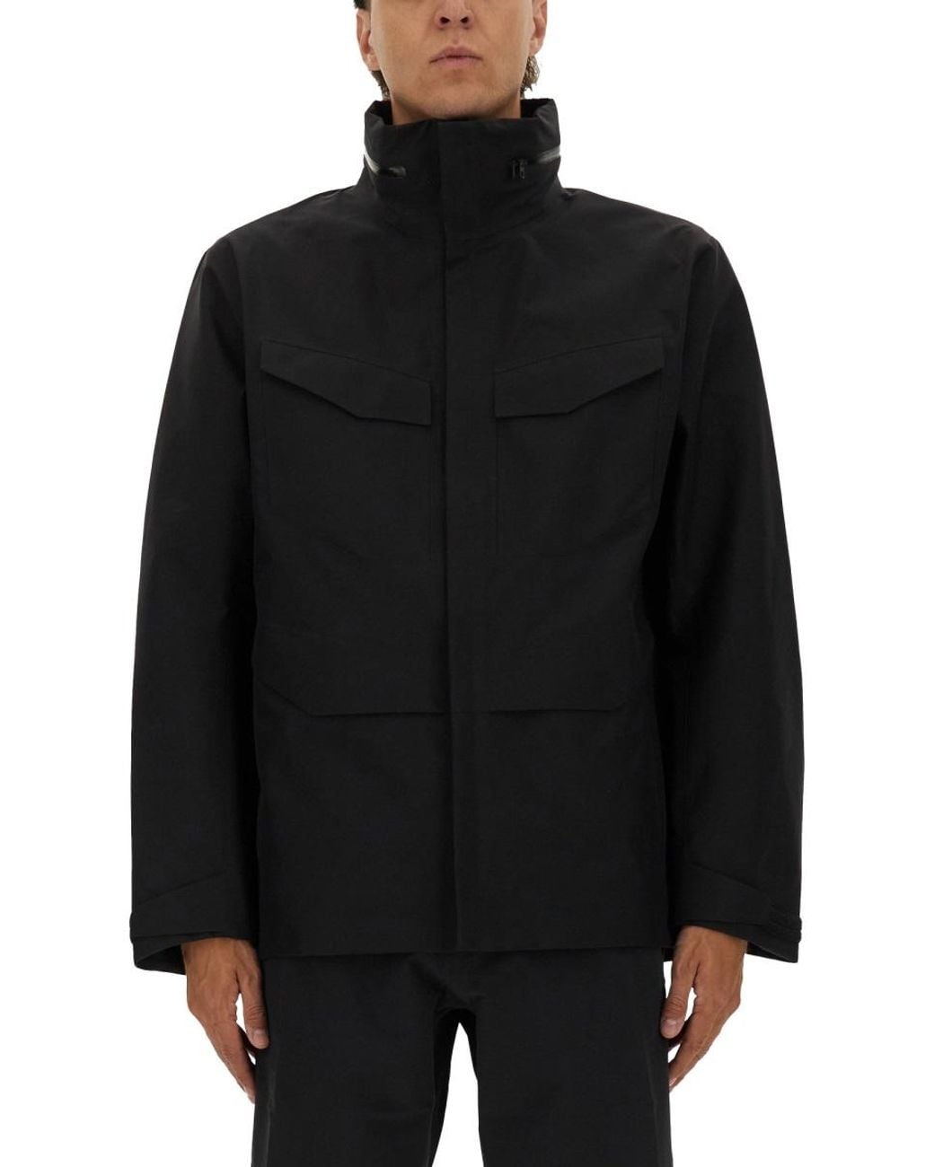 Veilance Black Giacca Con Cappuccio Ripiegabile for men