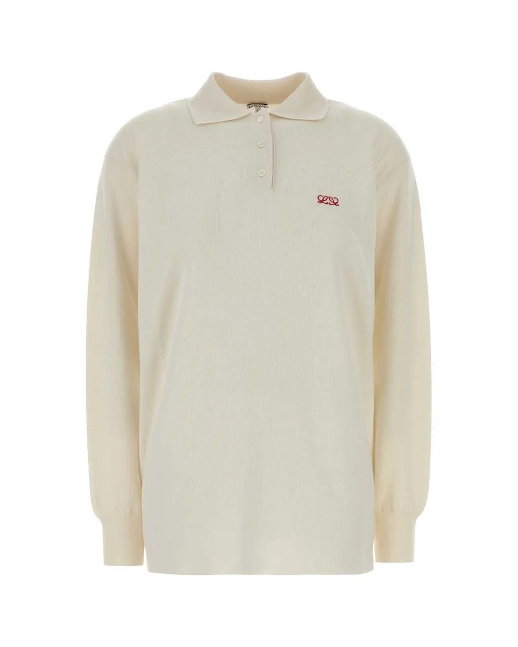 Loewe White Ivory Stretch Cashmere Blend Polo Shirt