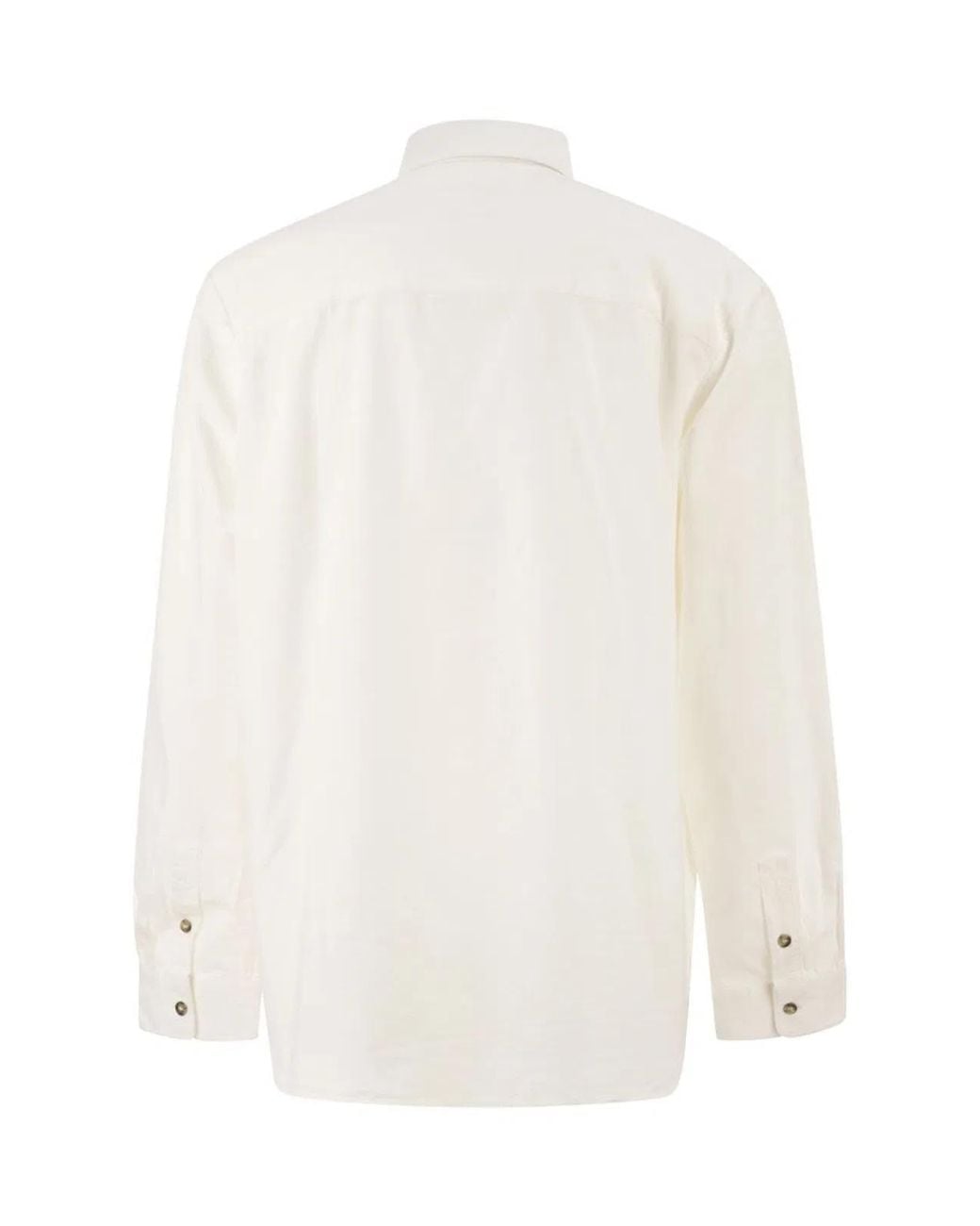 A.P.C. White Cotton Button-Down Shirt With Embroidered Logo for men