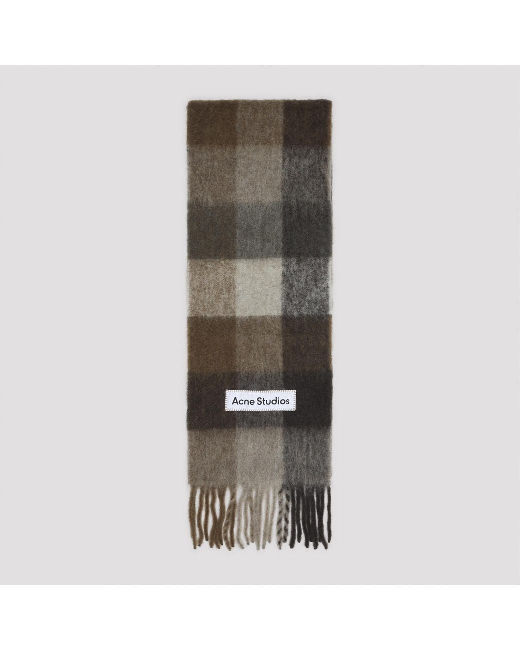 Acne Brown Checked Mohair Scarf