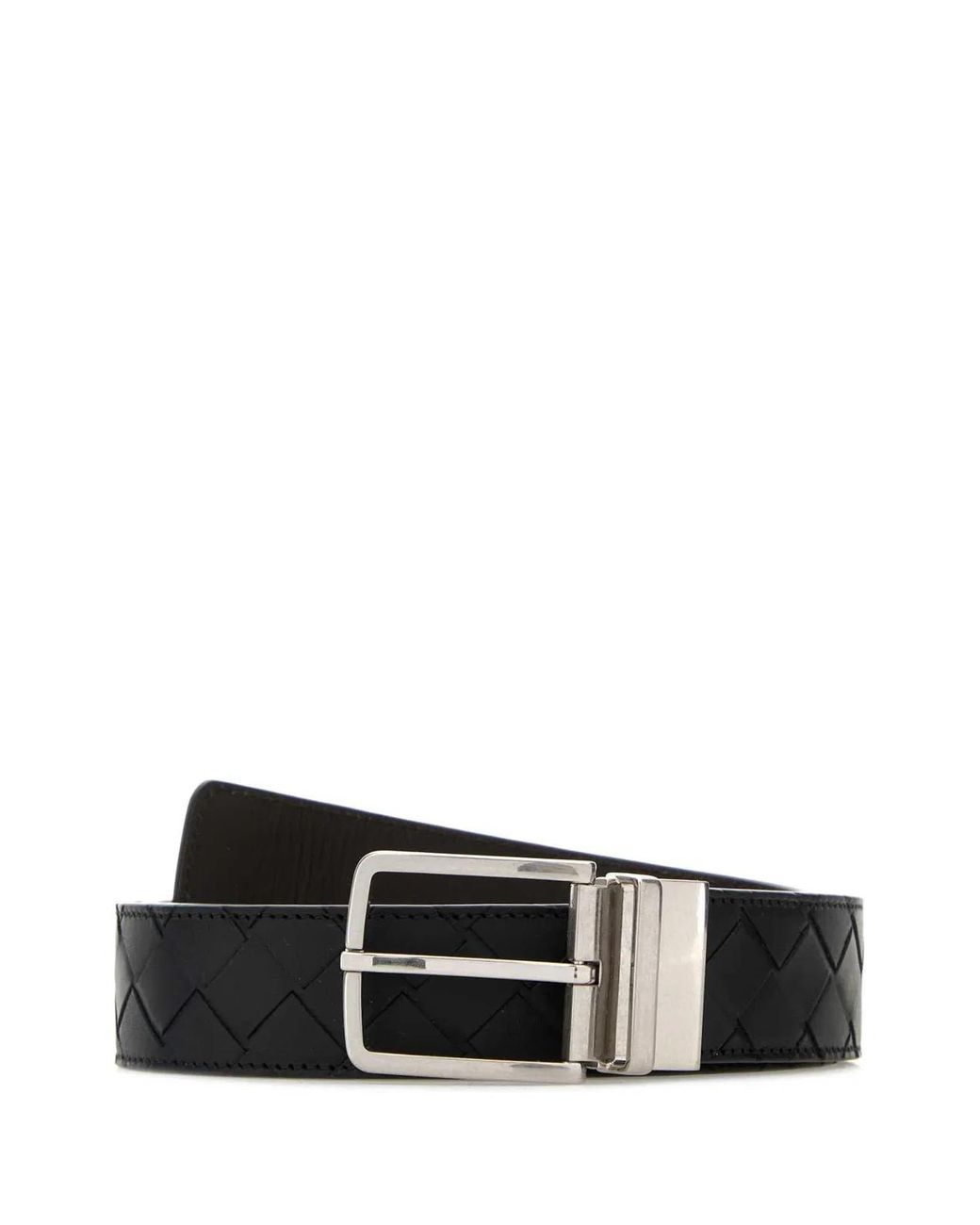 Bottega Veneta Black Classic Belt 3.5 Intreccio Reversibile for men