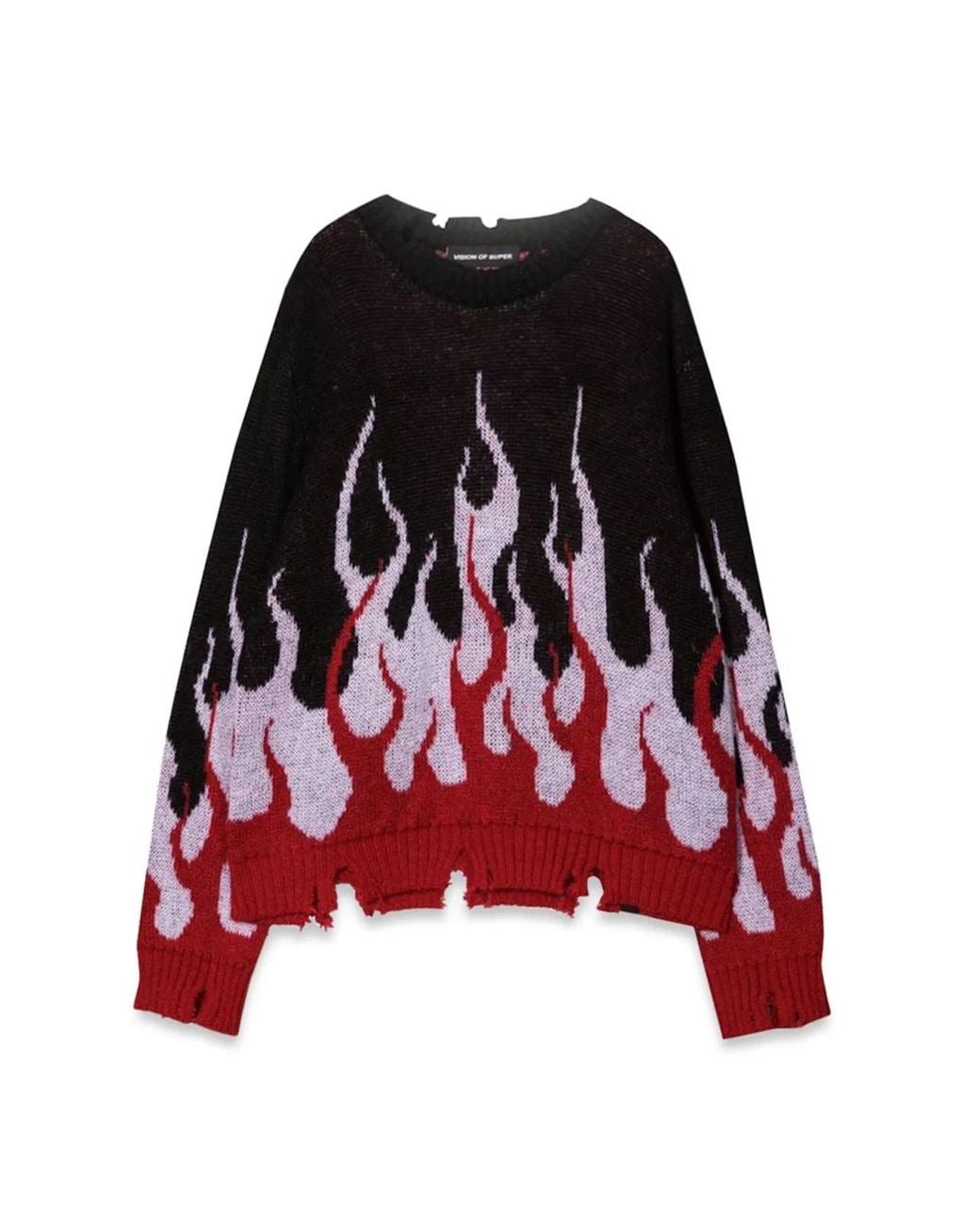 Vision Of Super Red Sweater With Double Flames