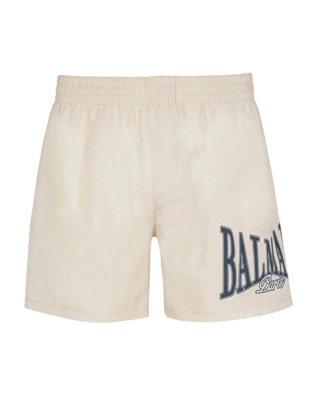 Balmain White Logo-Print Swim Shorts for men