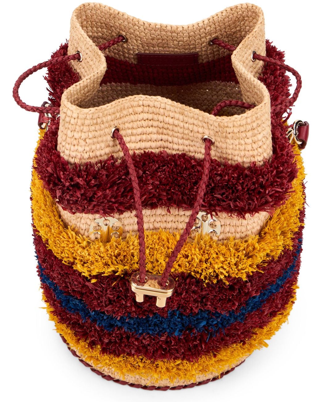 Rabanne Red Bucket Bag Raffia