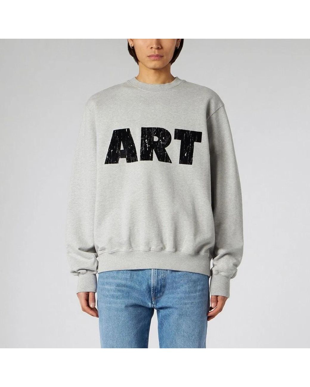 1989 STUDIO Gray Art Melange Crew-Neck Sweater for men