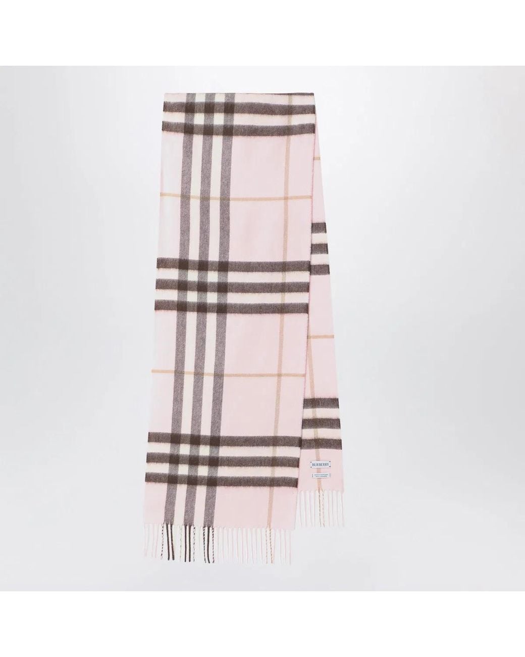 Burberry Pink Cashmere Scarf With A Checked Pattern