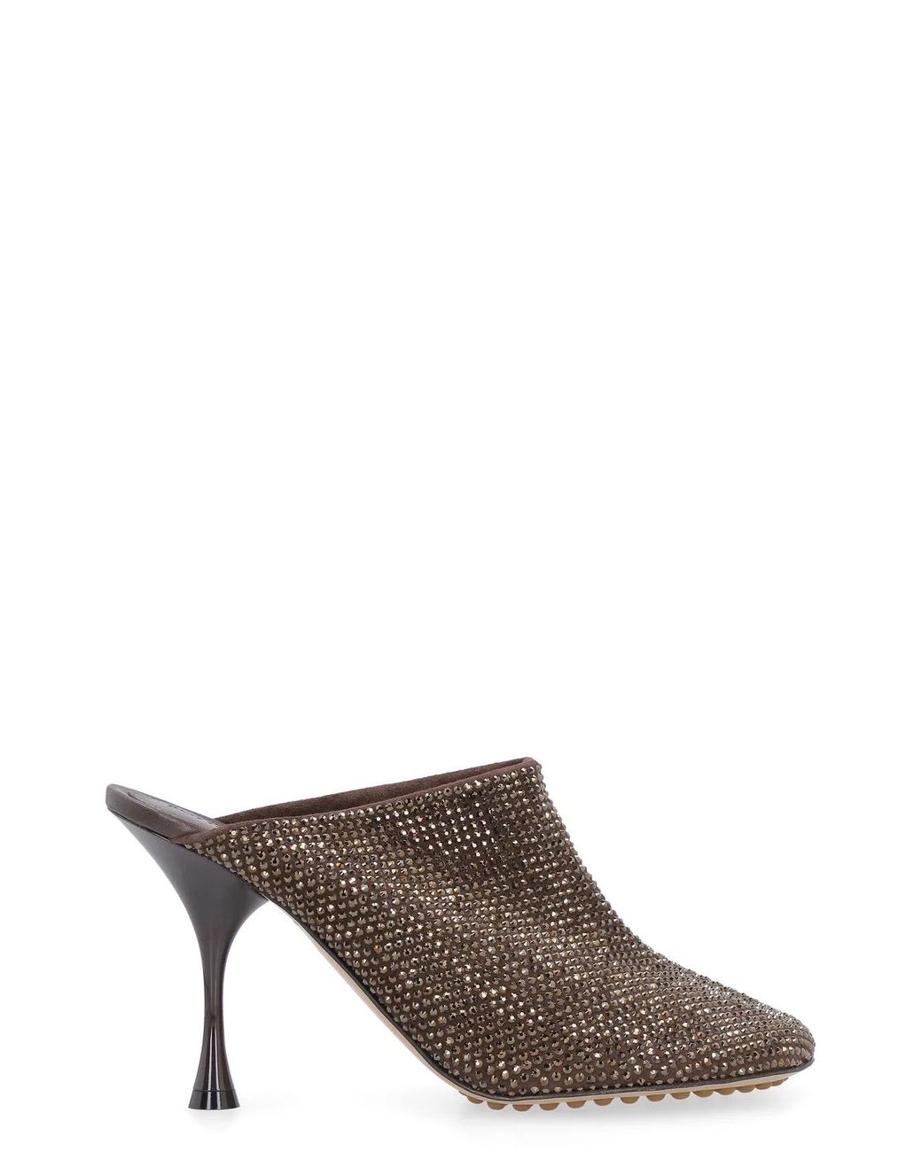 Bottega Veneta Brown Sparkle Dot Sock Leather Mules