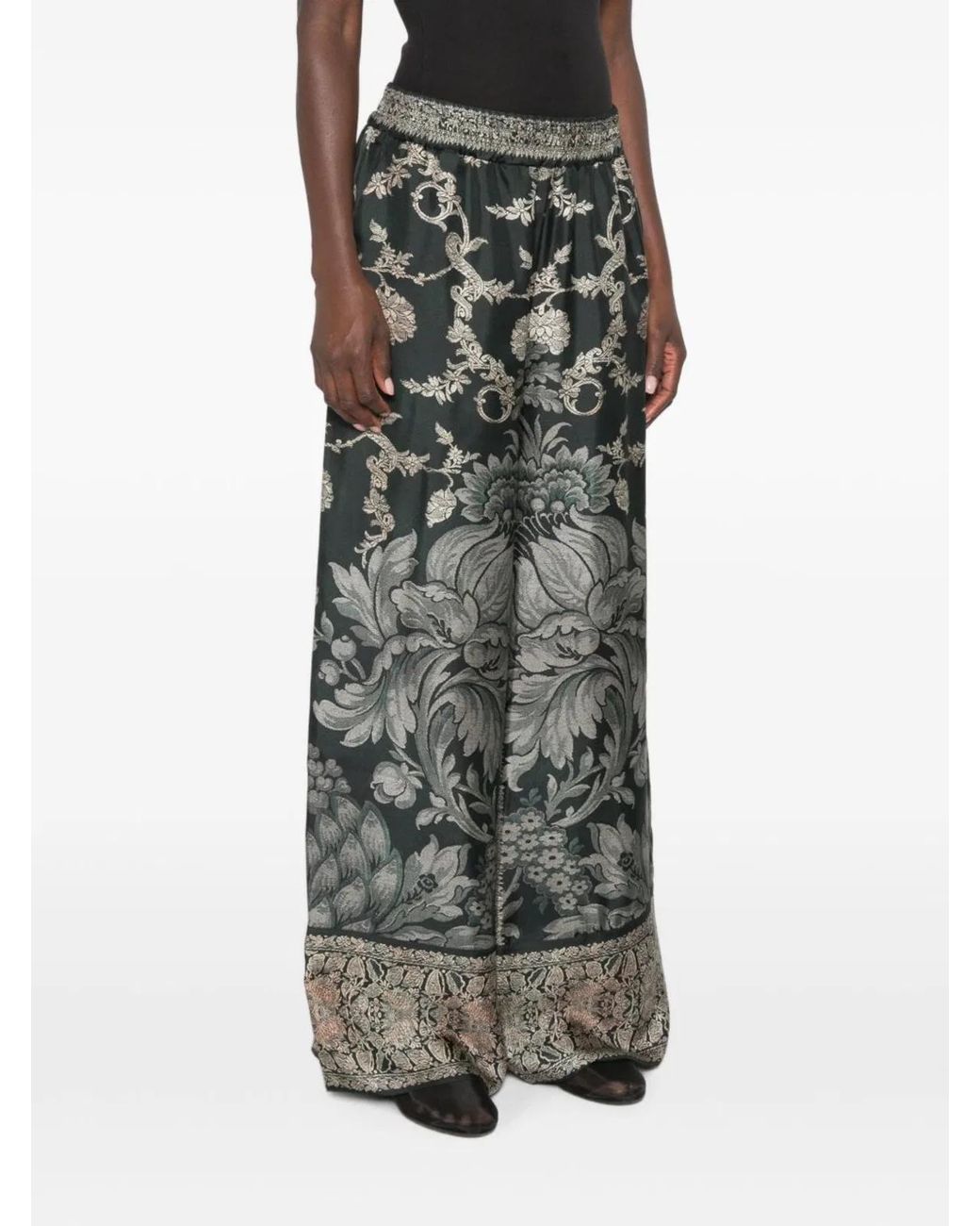 Pierre Louis Mascia Black Printed Silk Trousers