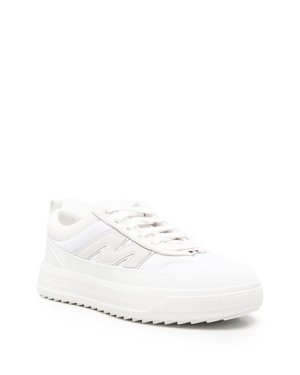Moncler White Logo-Embossed Ridged-Sole Sneakers for men