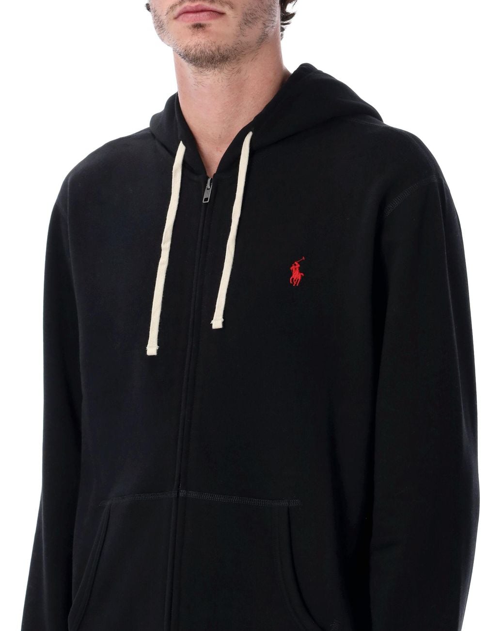 Polo Ralph Lauren Black Cotton-Blend Zip Hoodie for men