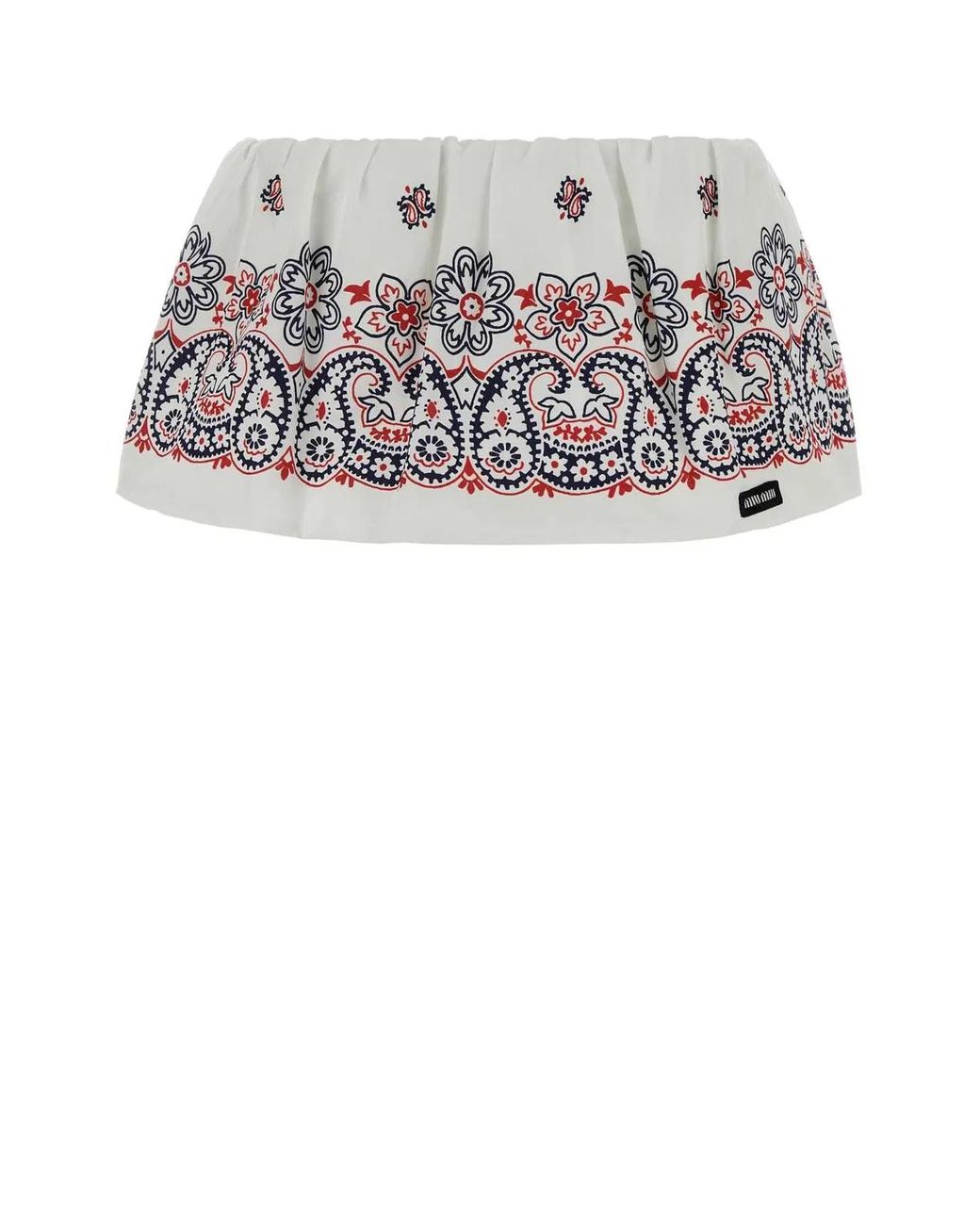 Miu Miu White Printed Cotton Blend Mini Skirt