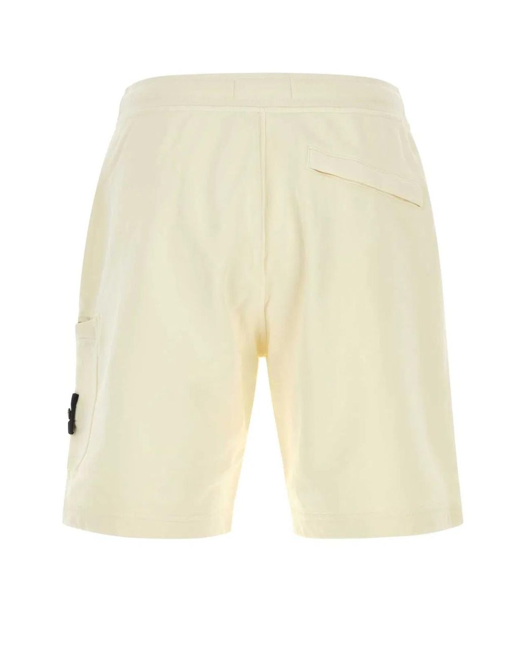 Stone Island Natural Ivory Cotton Bermuda Shorts for men