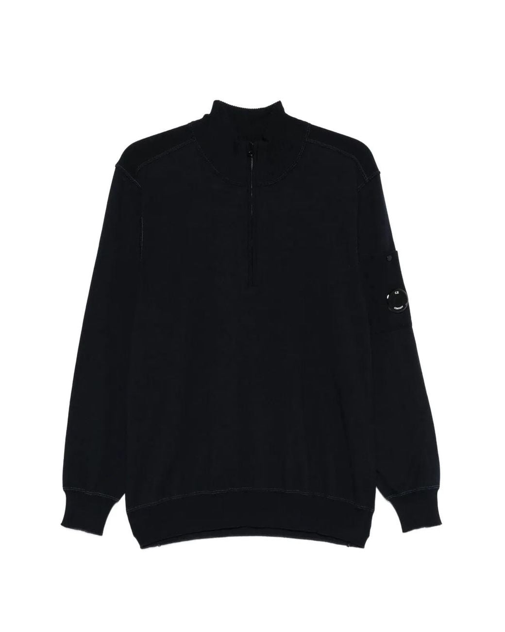 C P Company Black C.P.Company Half Zip Lens Sweater for men