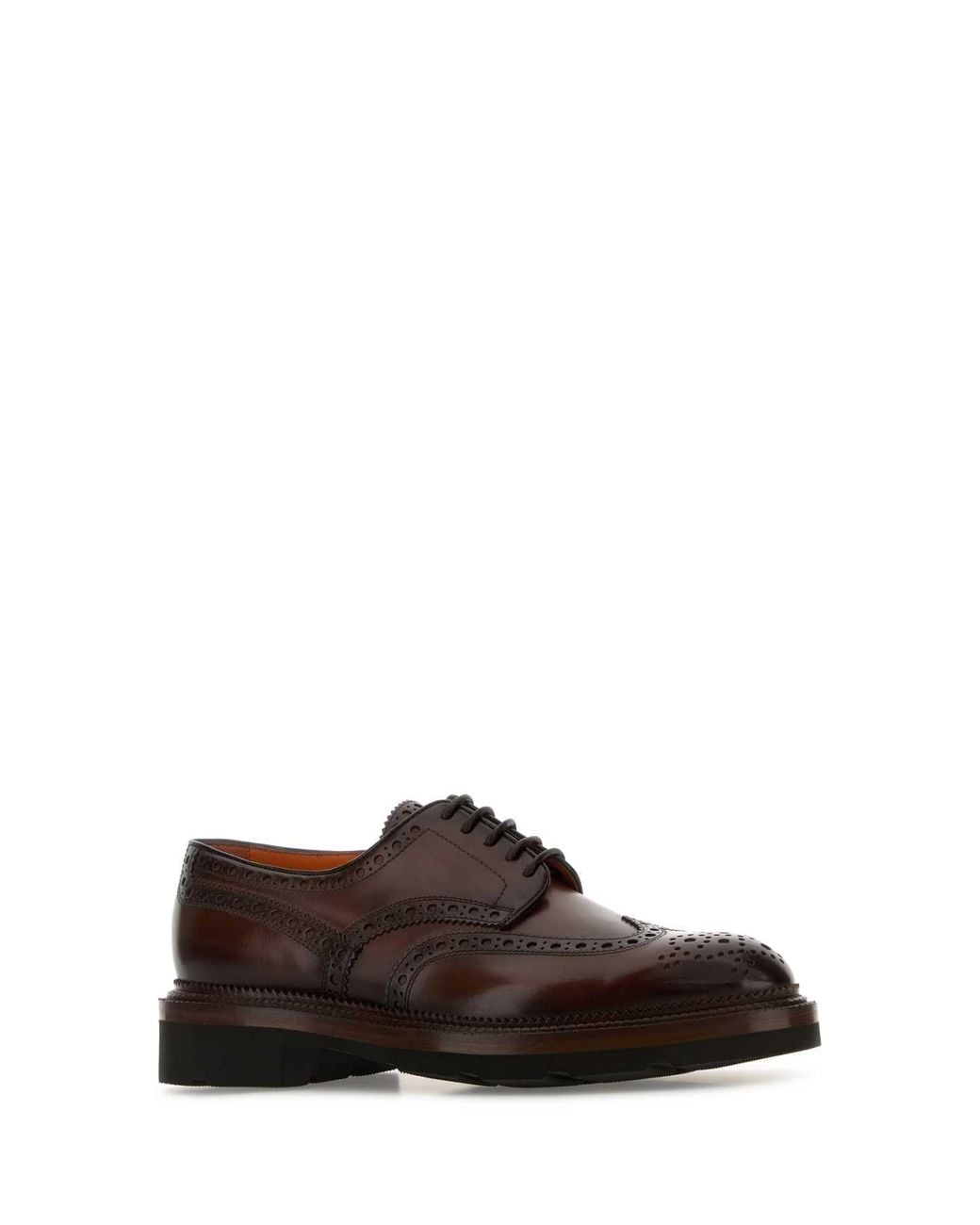 Santoni Brown Leather Emil Lace-Up Shoes for men