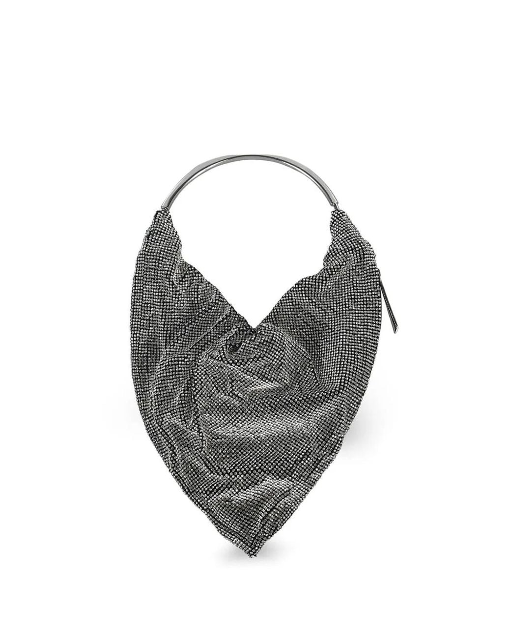 Benedetta Bruzziches Gray Metal Top Handle Gathered Bag
